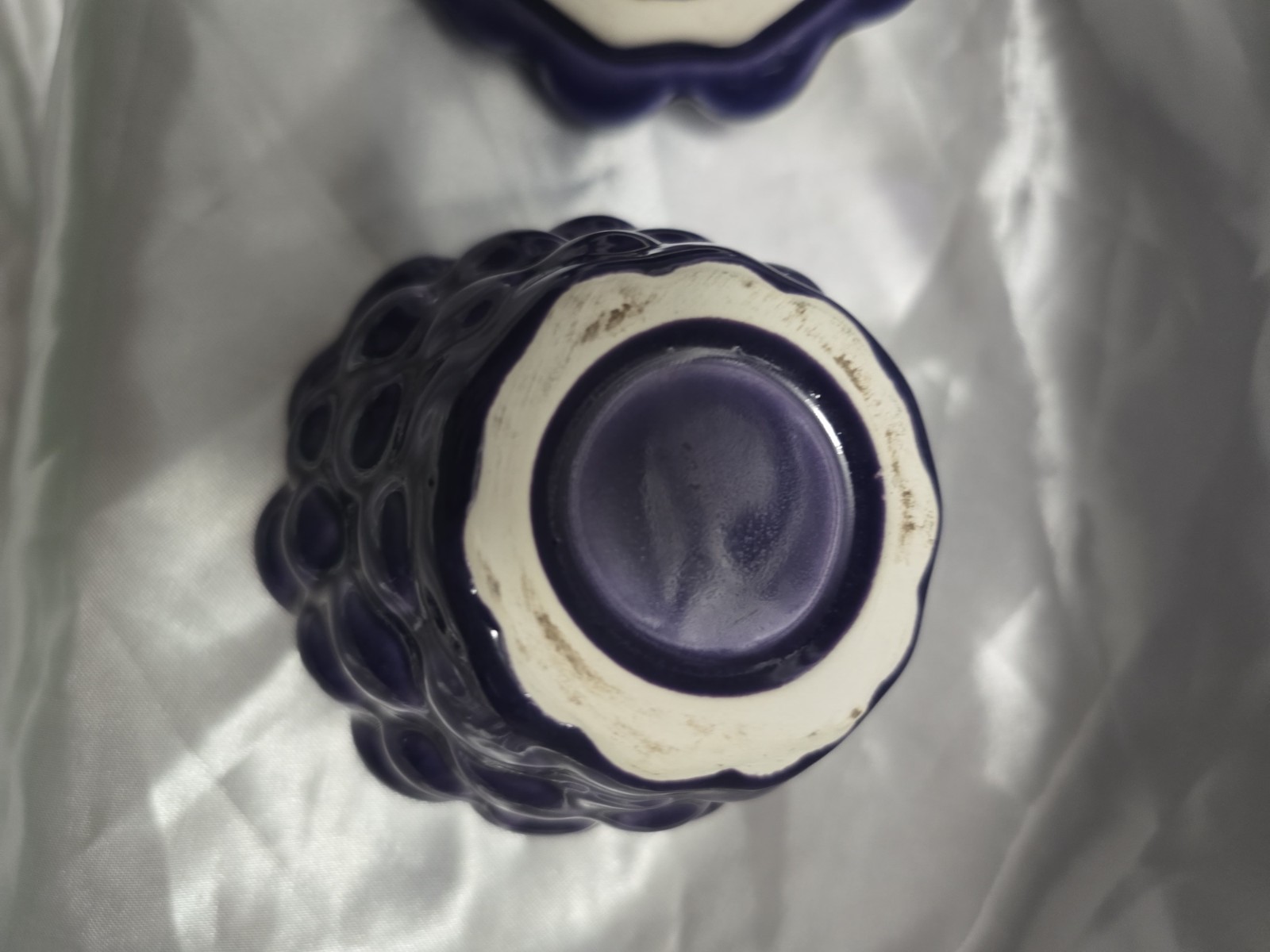 Vintage 5″ Purple Grape Cluster Ceramic Covered Dish Sugar Trinket Box…
