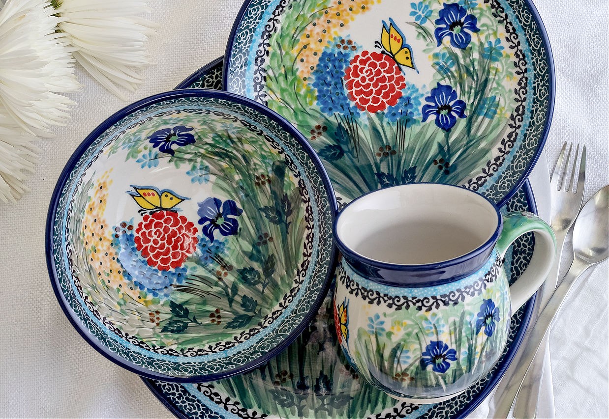 Blue Rose Polish Pottery Teresa Bubble Mug