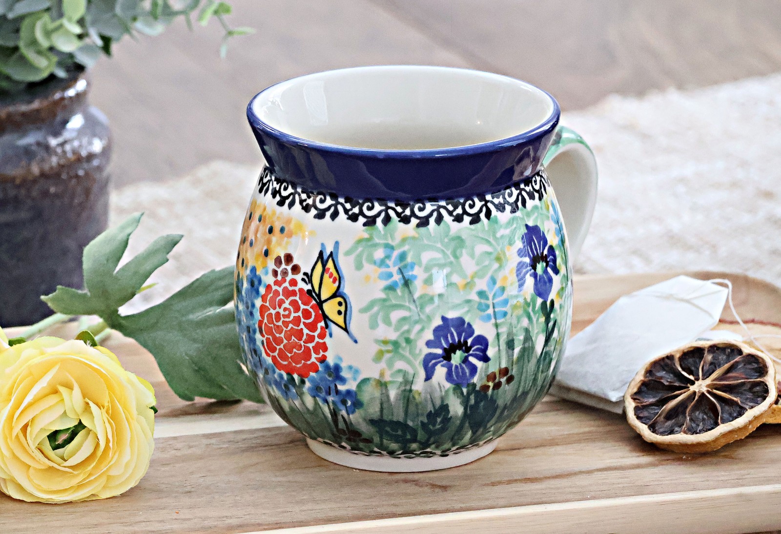 Blue Rose Polish Pottery Teresa Bubble Mug