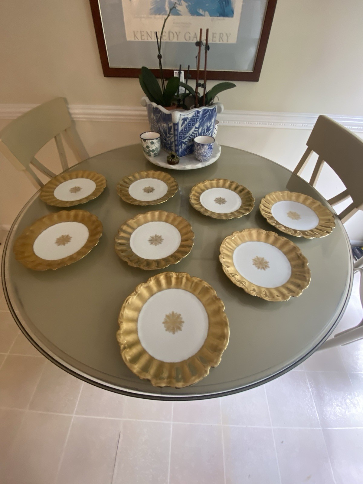 Vintage China Nathan Straus & Sons LS&S-Limoges FR Snowflake Pattern Gold Leaf