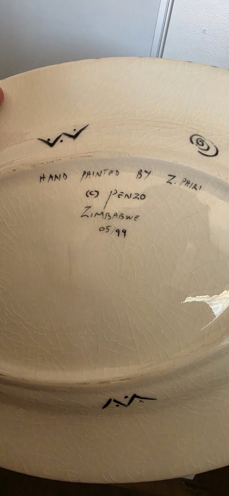 Collectable Penzo Zimbabwe Hand-Painted African Safari Ceramic Platter, Signed