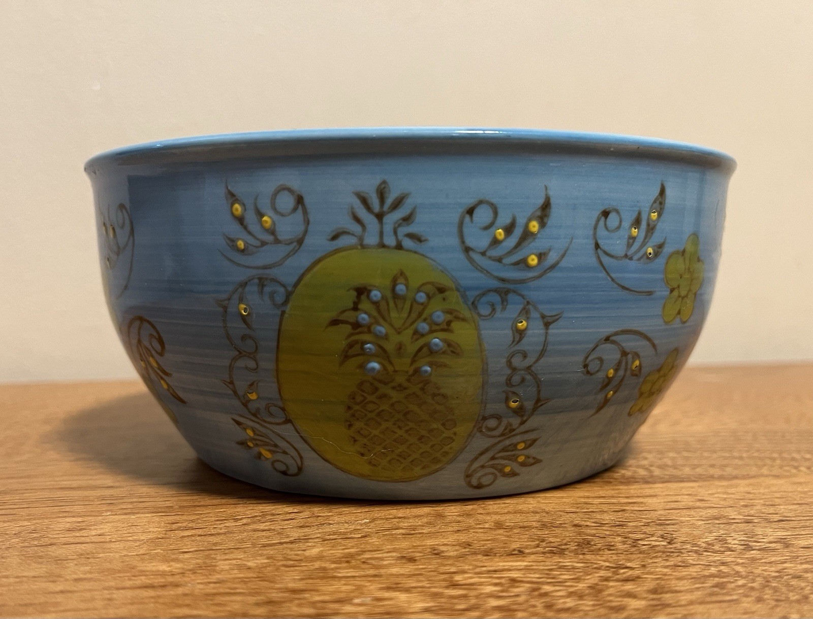 Yokohama Studio Hand Painted Raised Blue White Pattern 7.25” Bowl