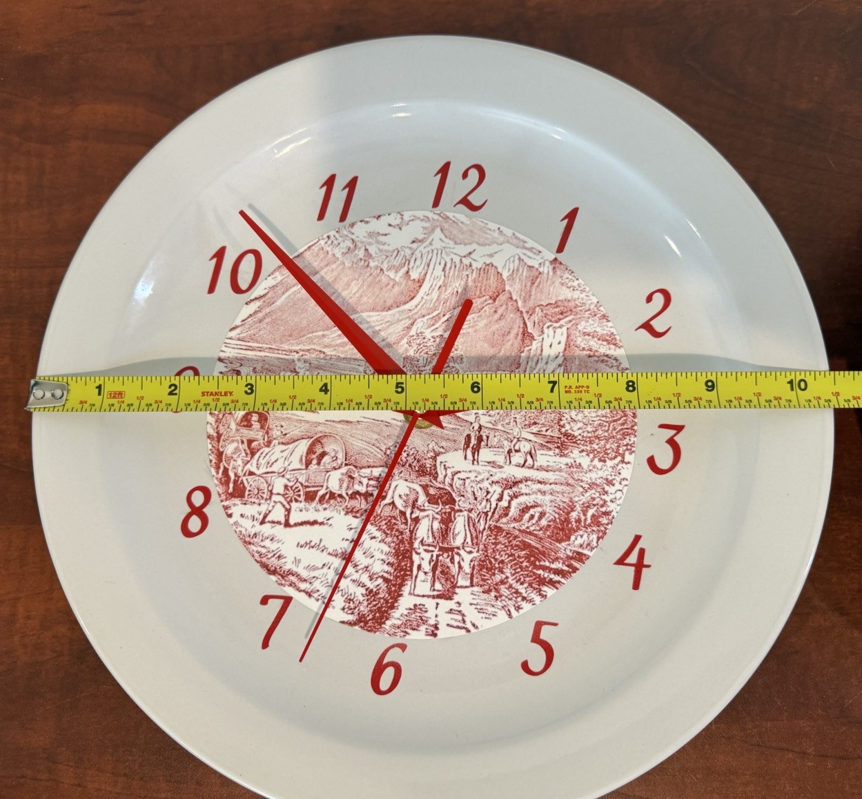 Royal China Currier And Ives Inspired Homemade Pink Clock Rocky Mountain Scene