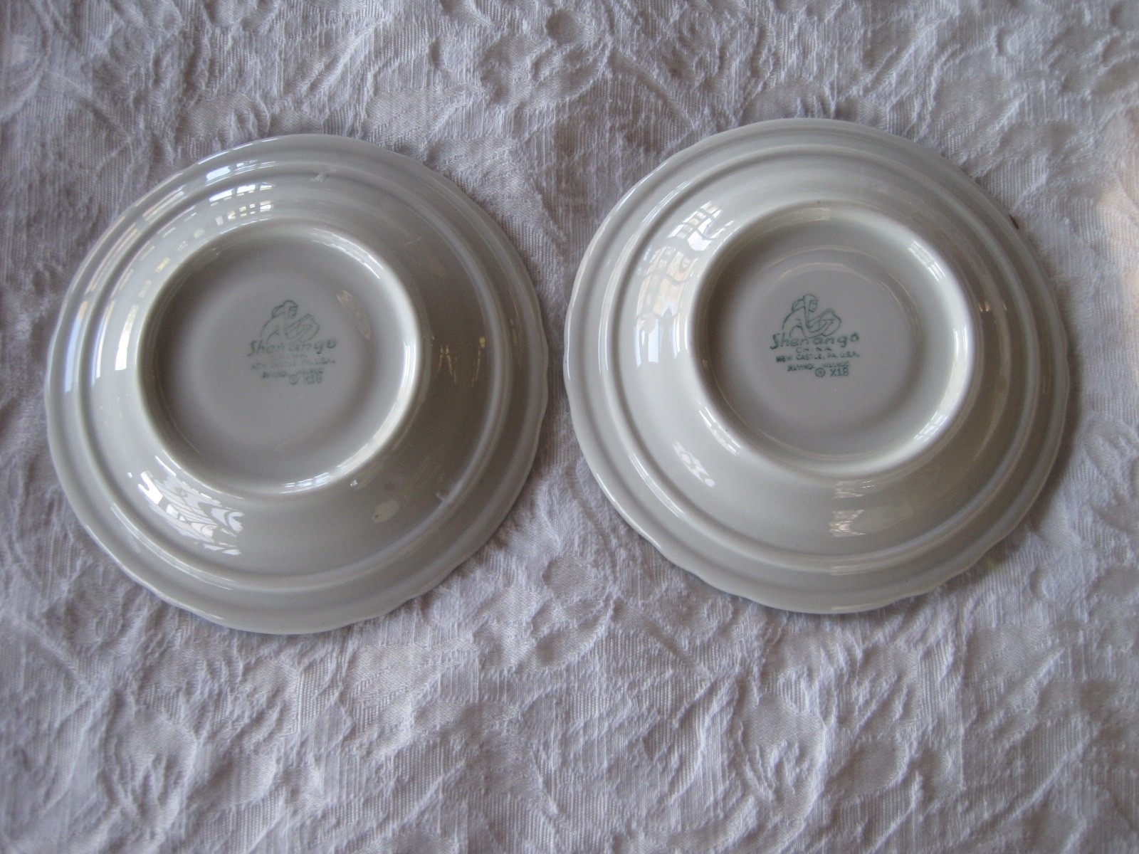 SHENANGO Airbrush Teal Restaurant Ware – Scalloped Rim – 2 Bread Plates 5 1/4