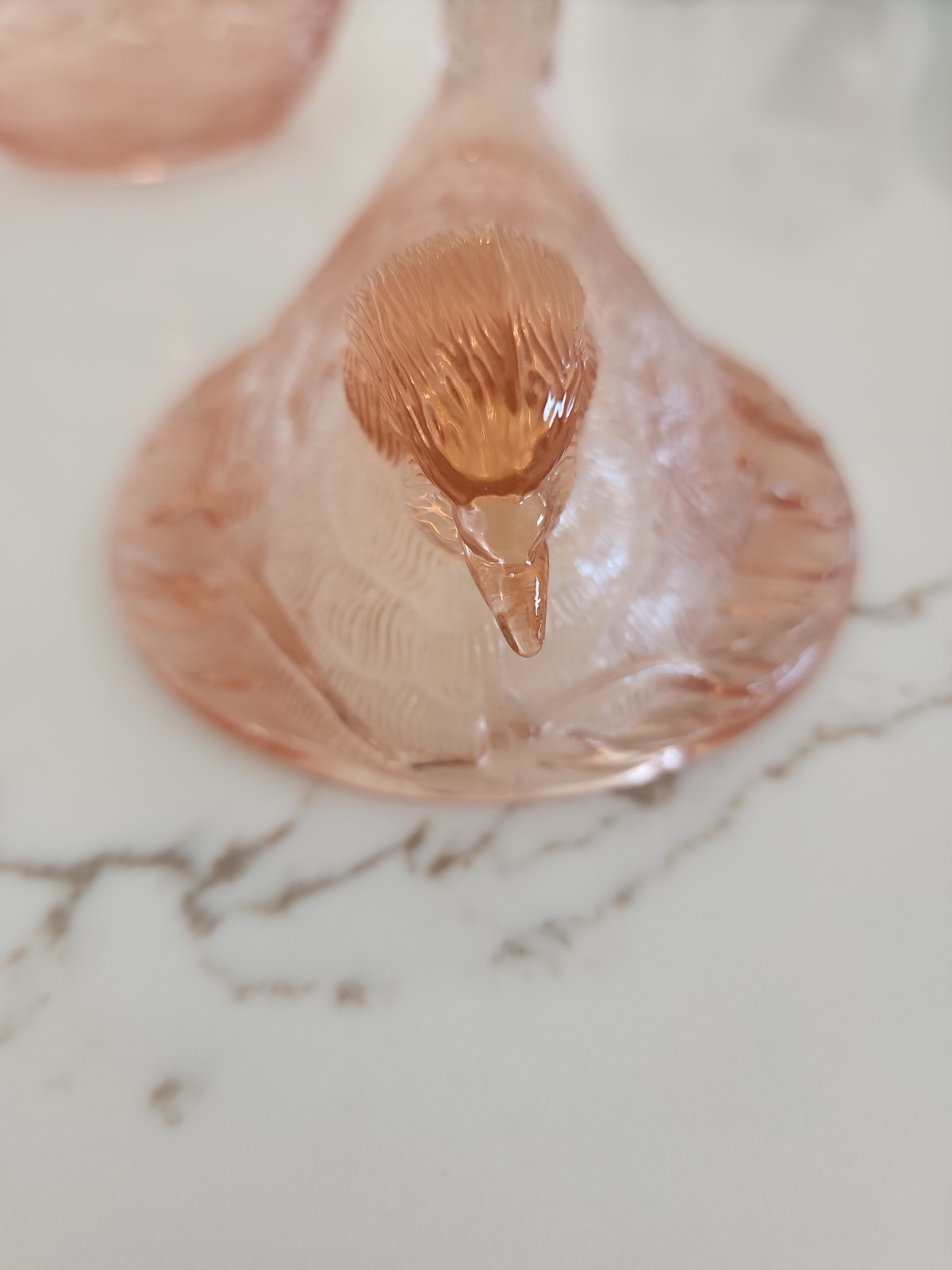 Vintage Hsinchu Glass Co Pink Dove on Nest Covered Candy Dish H Diamond Mark