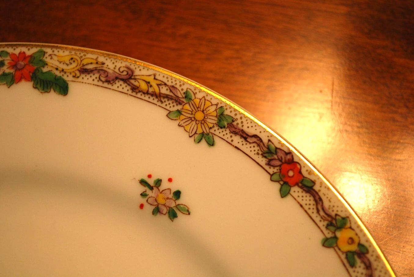 8 Antique NORITAKE M Dessert Plates HAND PAINTED NIPPON NIGHTSHADE BERRIES Gold