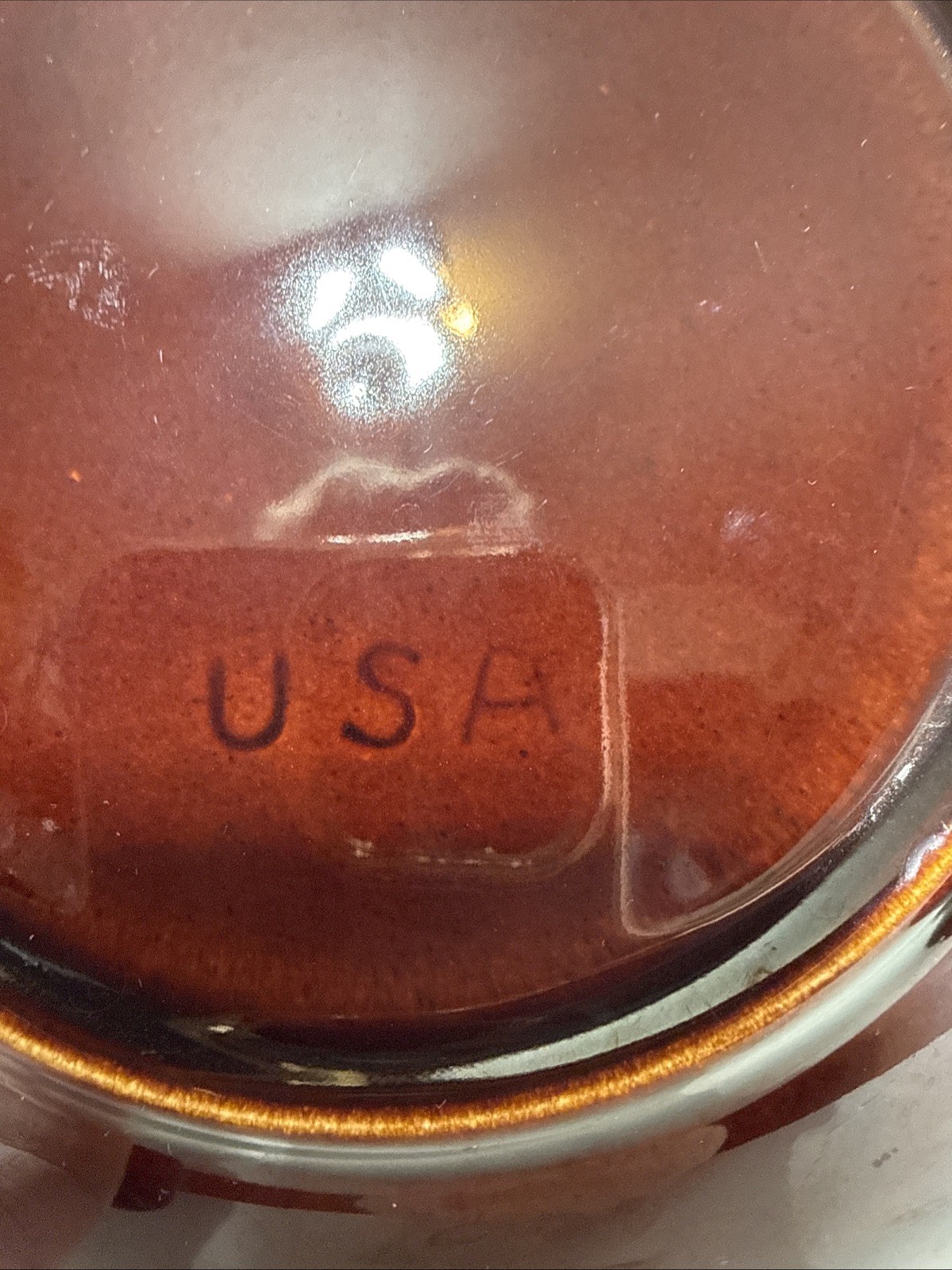 Vintage Brown Drip Glaze Ceramic Dessert Plates Marked USA 6 3/4” Set of 4