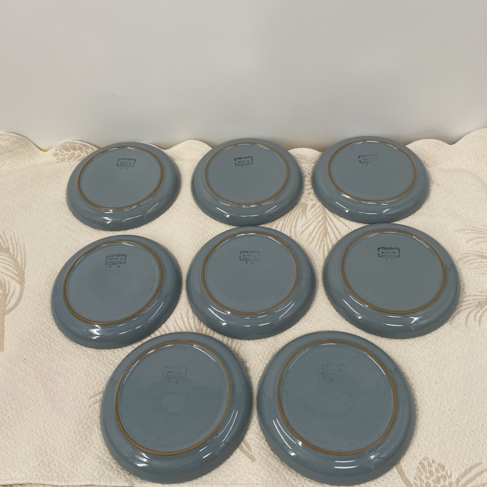 Denby Branded Salad Plates, Set of 8, 6.5in Diameter Vintage Made In England