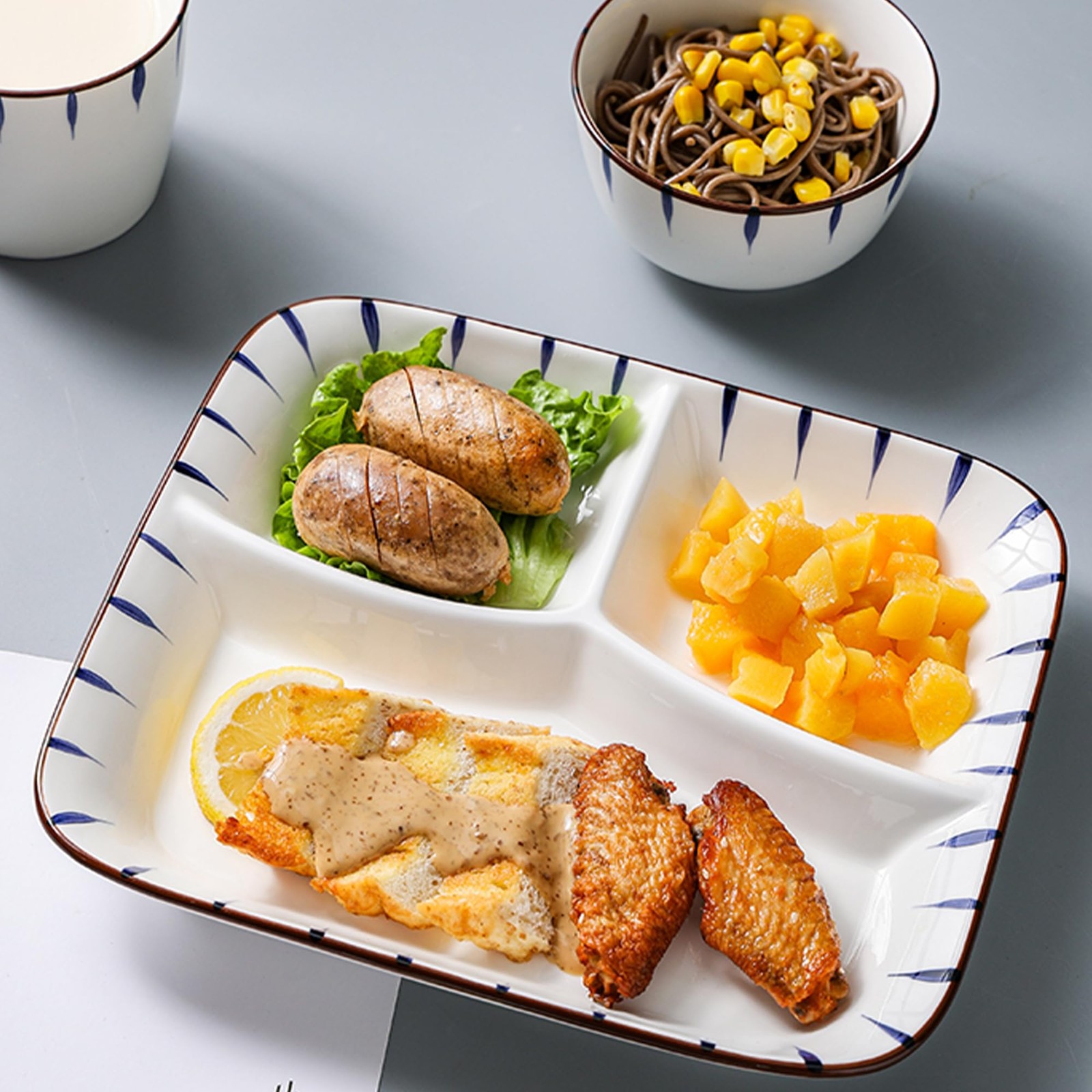 Acyhggi Ceramic Divided Porcelain – 10 Inch Breakfast Lunch Bowl Portion
