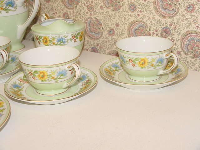 21 Aichi China Occupied Japan Tea Pitcher Creamer Sugar Bowl 6 Plate Saucer Cup