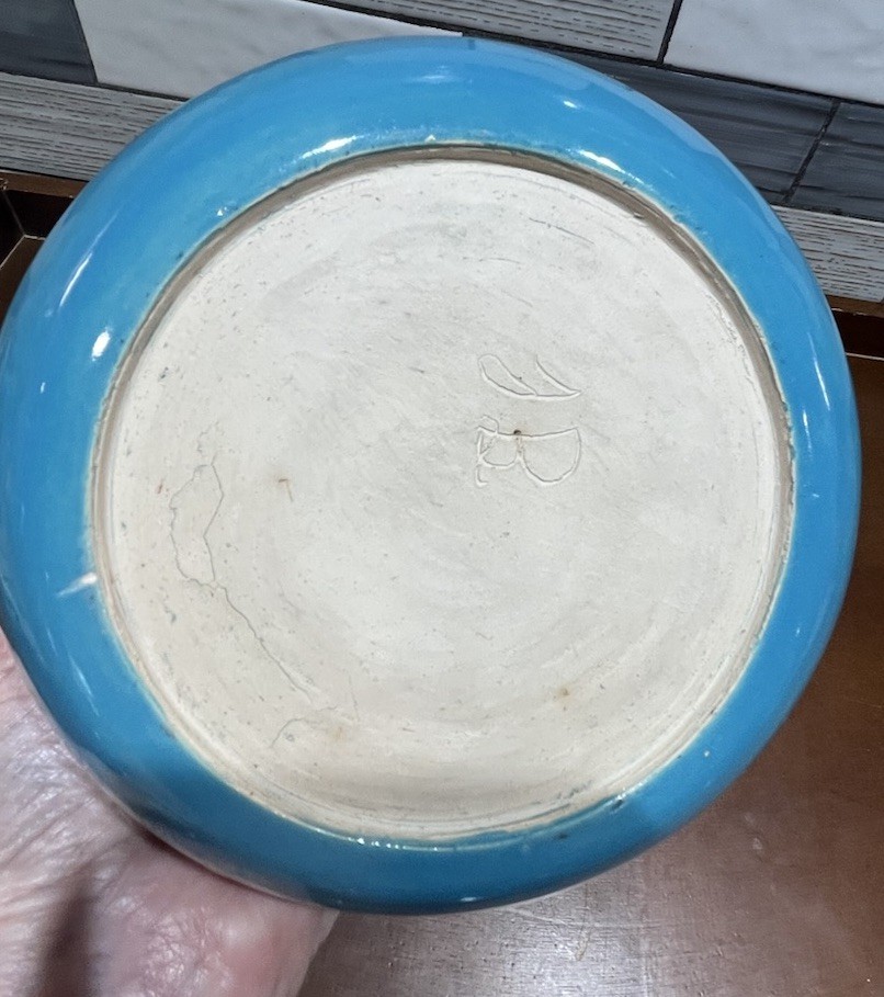 Studio Art Pottery Blue Torquoise Drip Glaze Bowl 6” Stoneware Decor Planter