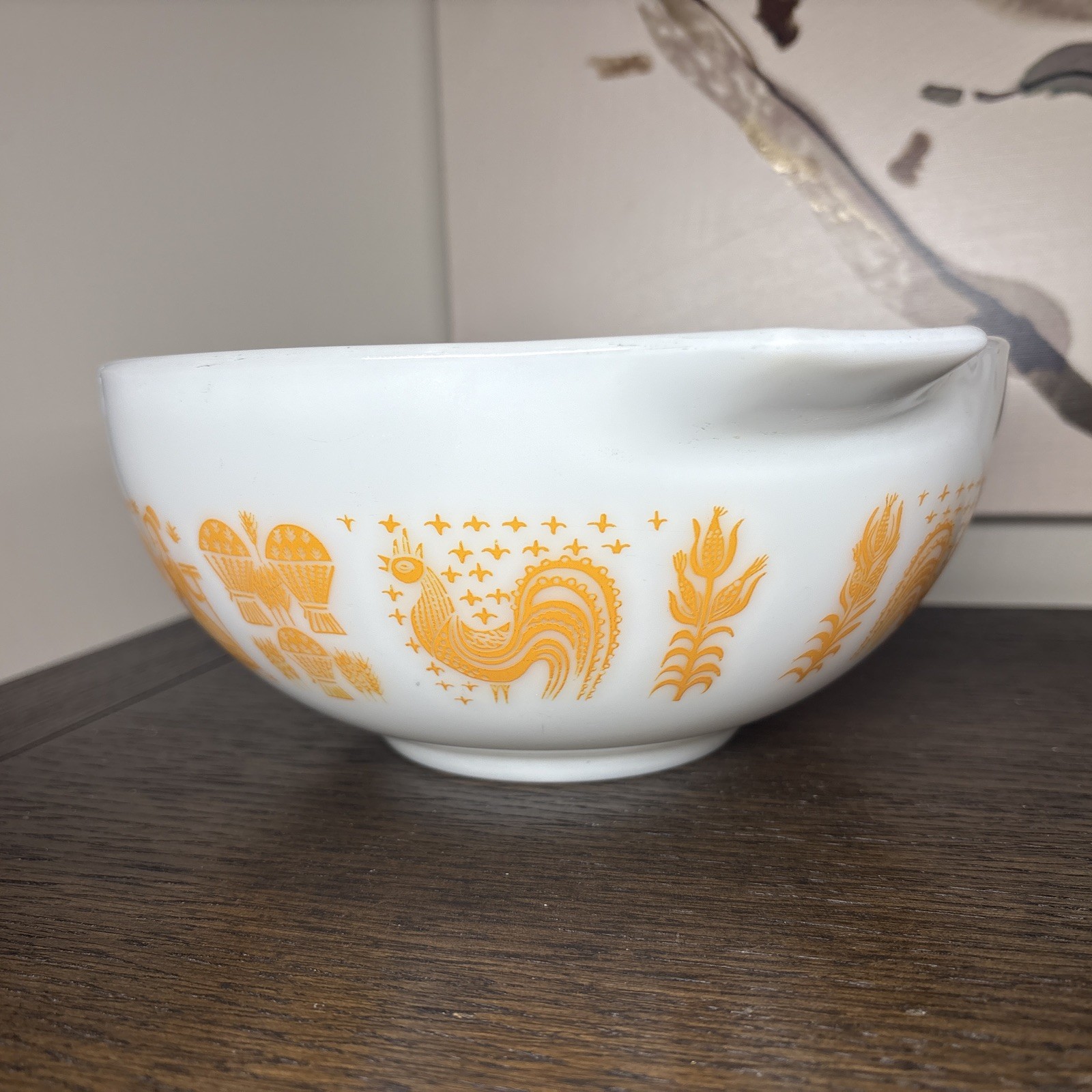 Vintage 1965 Pyrex 443 Pumpkin Orange Butterprint Amish Cinderella Bowl 2.5 QT