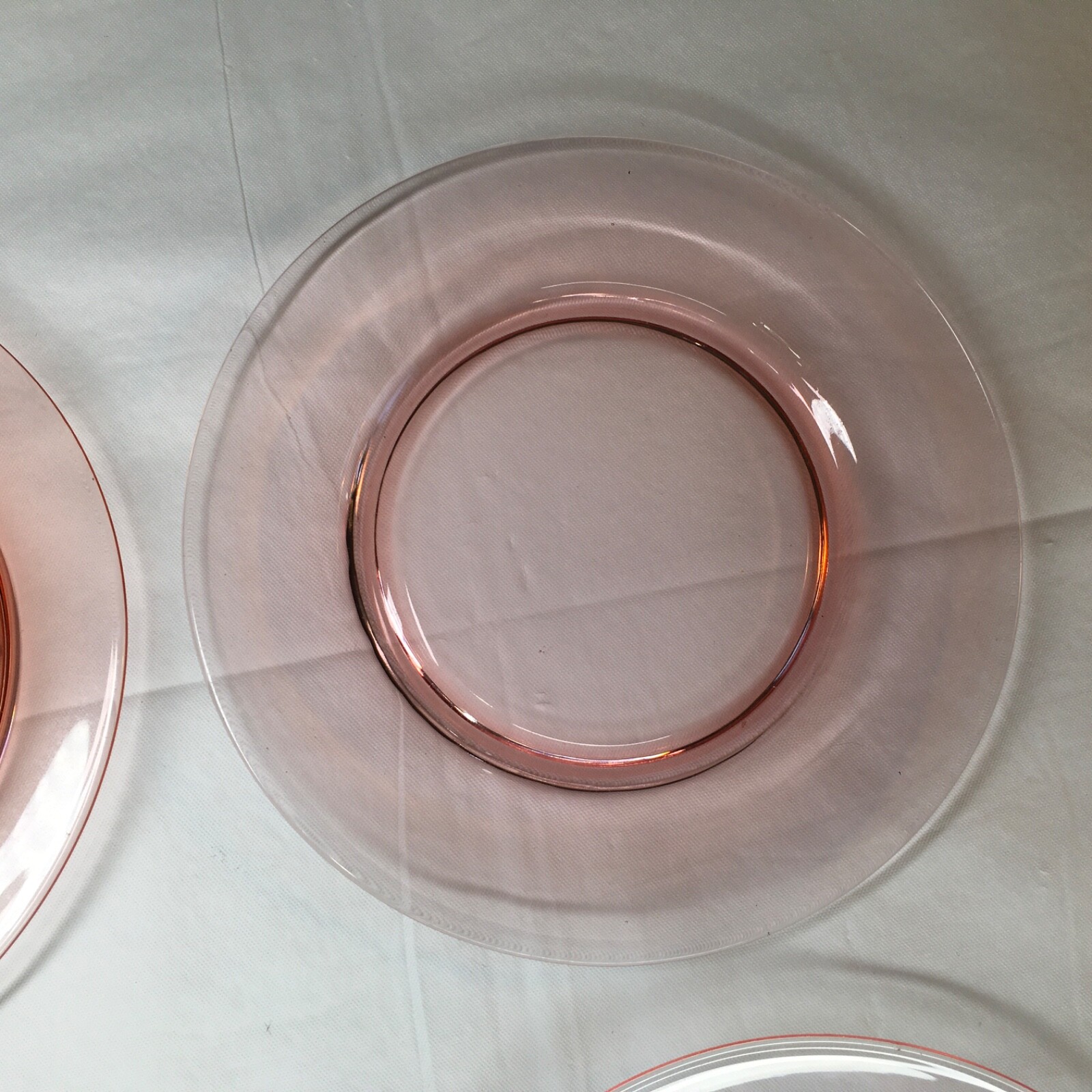 Pink Depression Glass Plates 7-3/4″ Blown Glass Salad Plates Pink Shade Varies 4