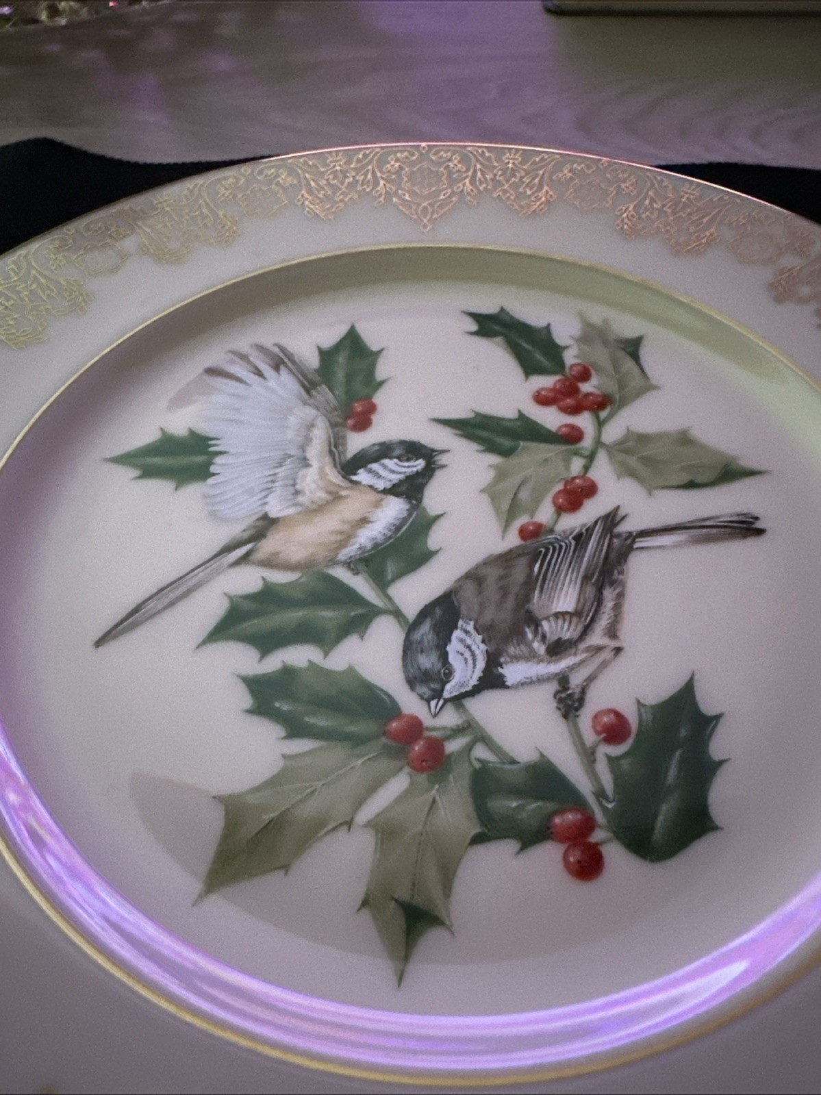 Vintage LENOX Chickadee Plate Cream Garden Bird Collection Fine China 1988 USA