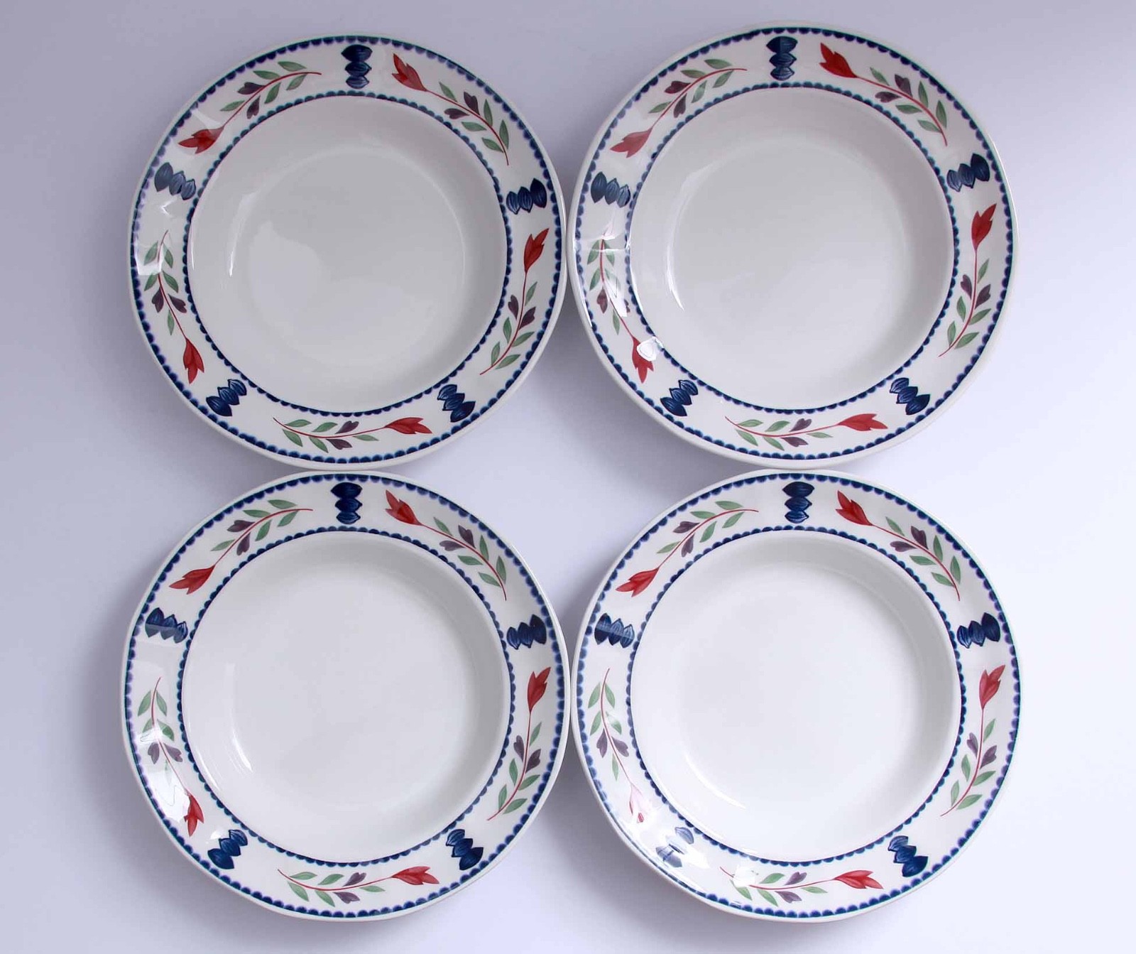 Set of 4 Adams Lancaster Rimmed Soup Bowls 7 7/8″ Excellent