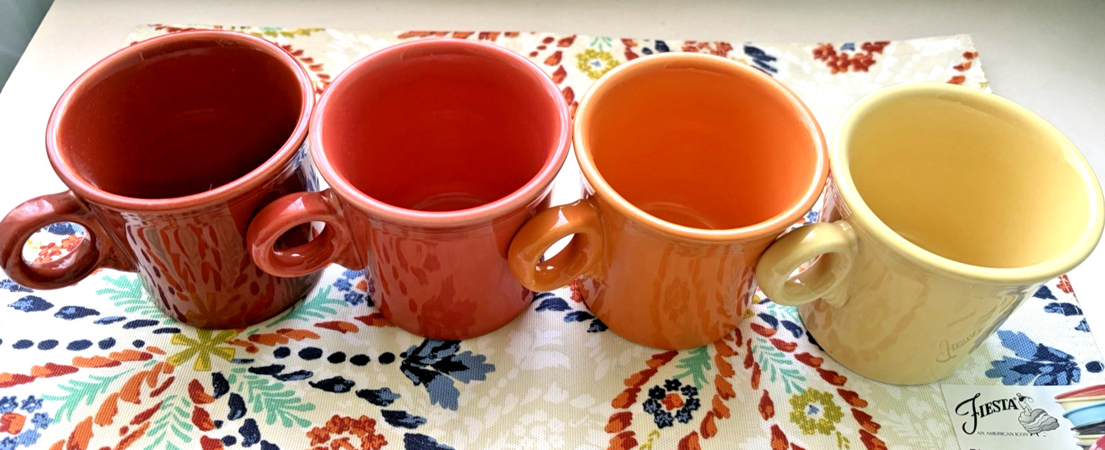 Fiesta Coffee Mugs – Ring Handle – Mixed Color Lot of 4 – HLC Fiestaware