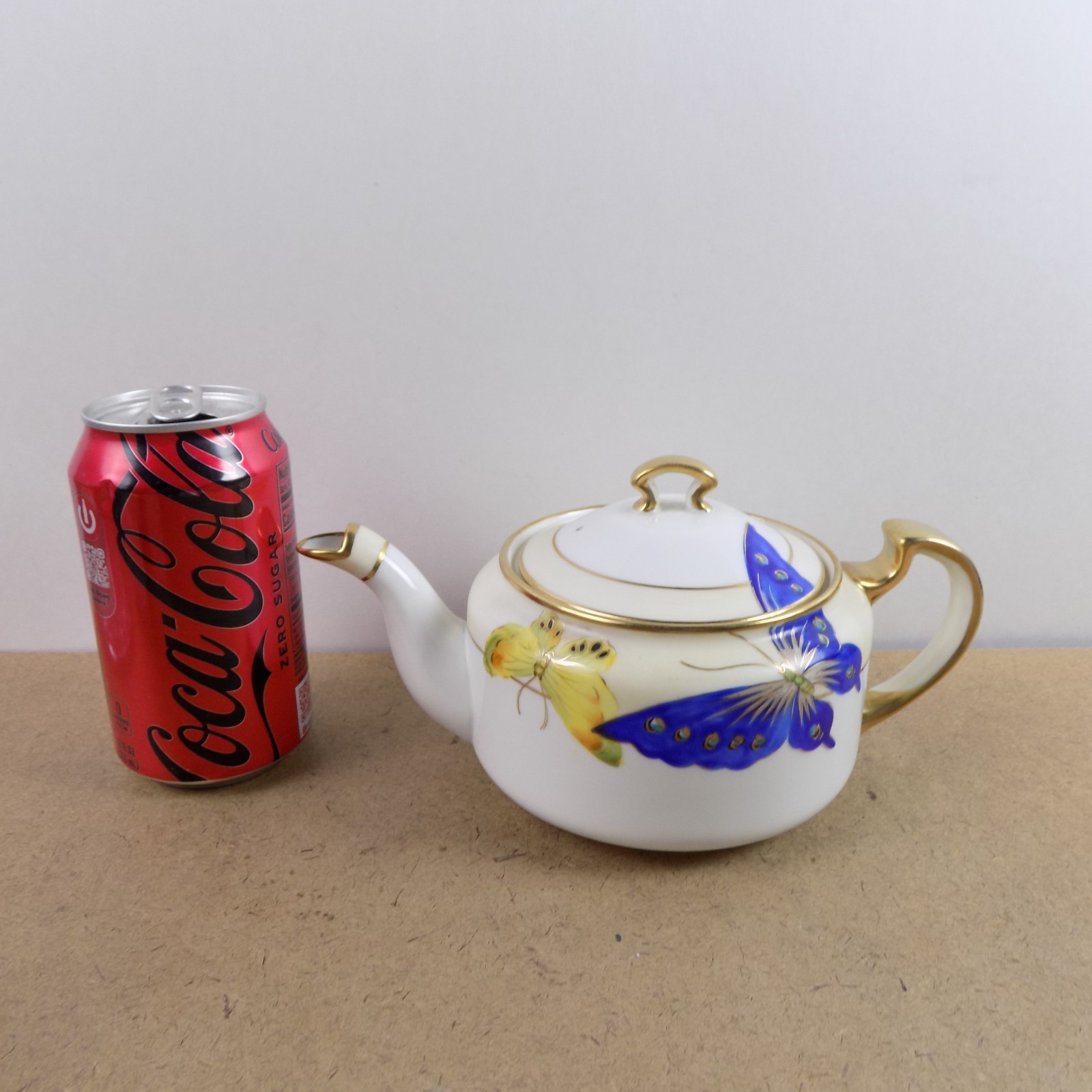Noritake Nippon Butterfly Teapot Antique Japanese Porcelain 8.5″x4.25″ VGC