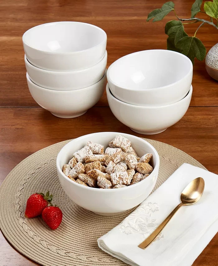 Tabletops Gallery Chic Cereal Bowls Blanc De Blanc, 6.5 in – Set of 6