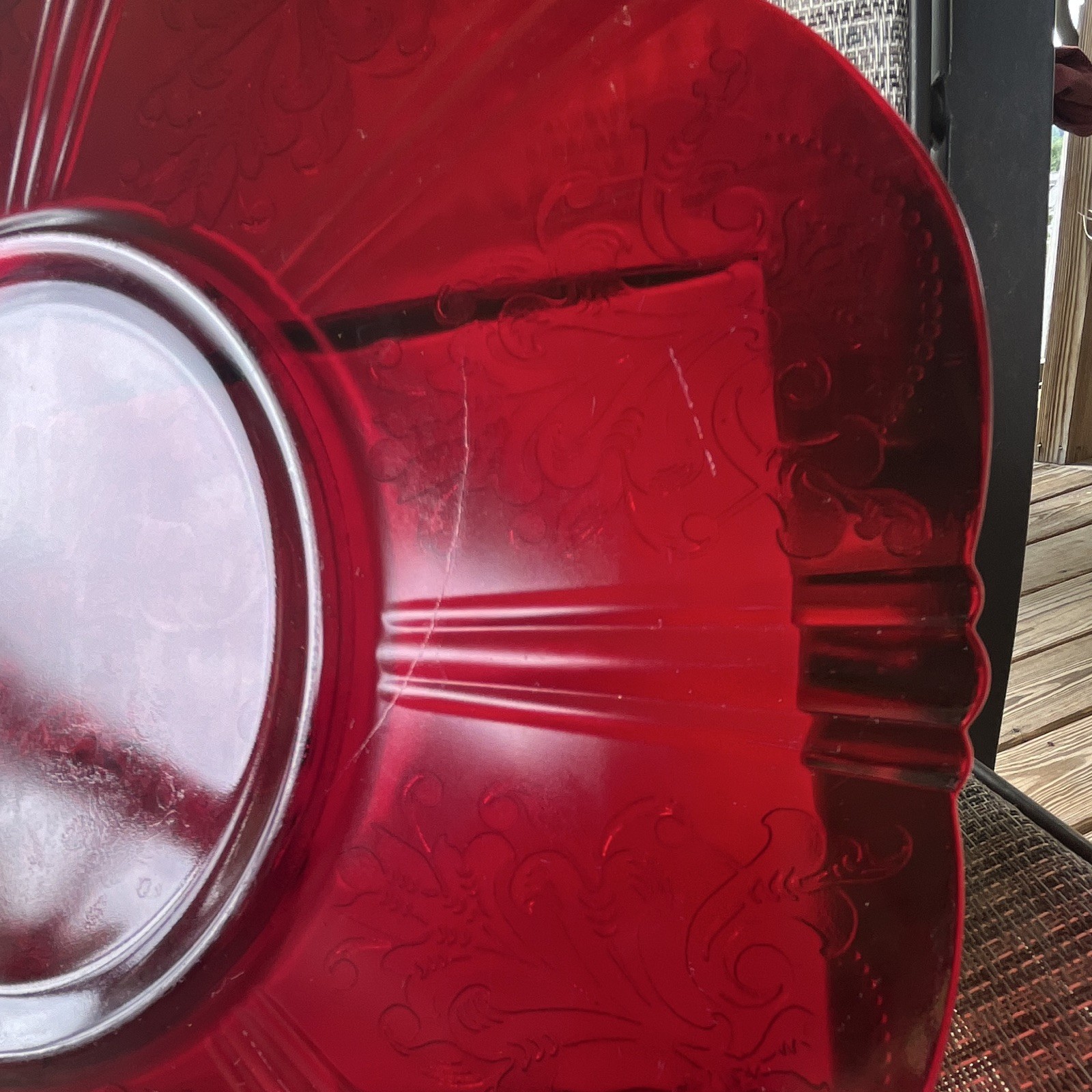 Ruby Red Depression Glass 12 in. Plate.
