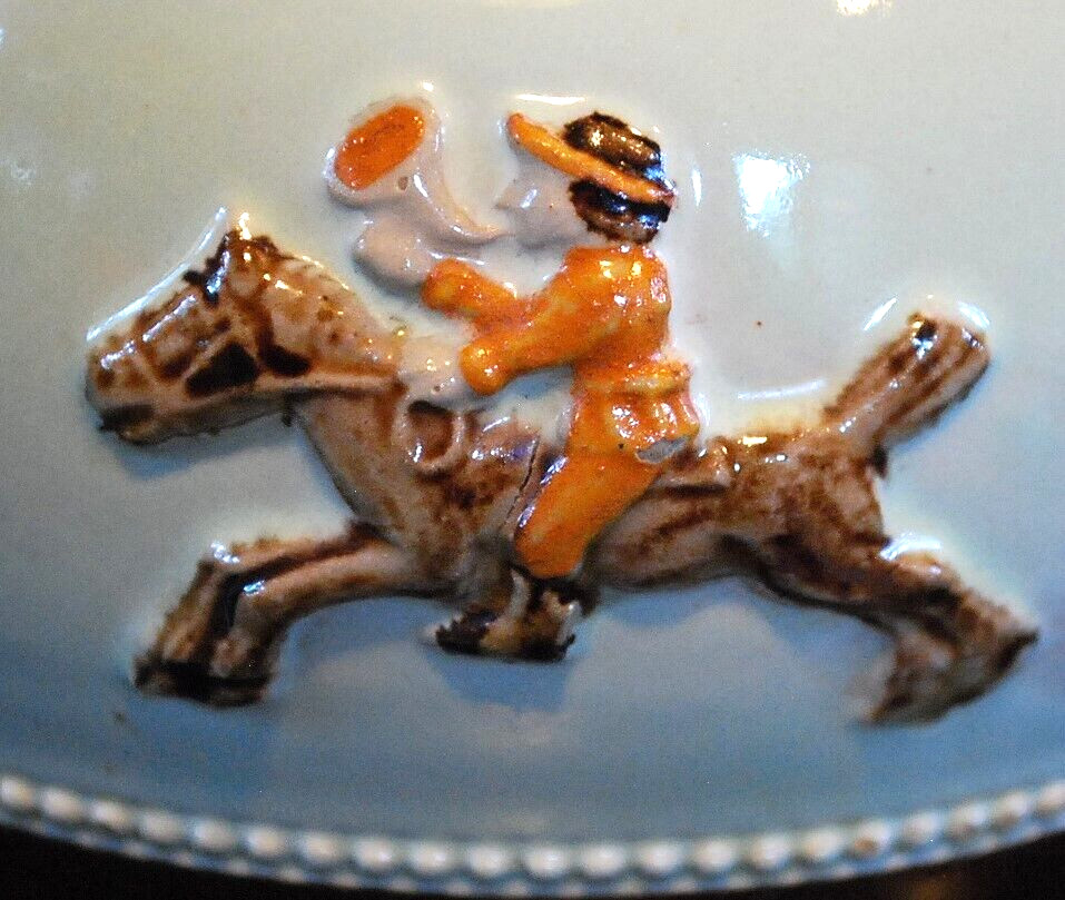 Vtg 1930’S BOURNE DENBY DERBY POTTERY FOX HUNT Creamer/Pitcher England 4″ Glazed