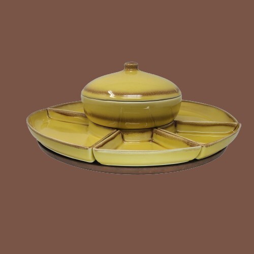 1950s Nancy China 29 Buffet Lazy Susan Fondue Relish Taco Tuesday Ceramic Set