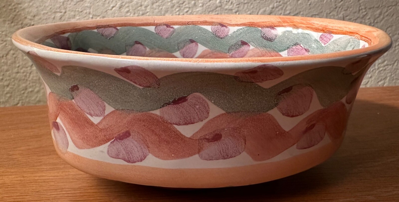 AS IS Vintage Mackenzie Childs Heather Ceramic Open Chowder Bowl 7×3″ Terracotta