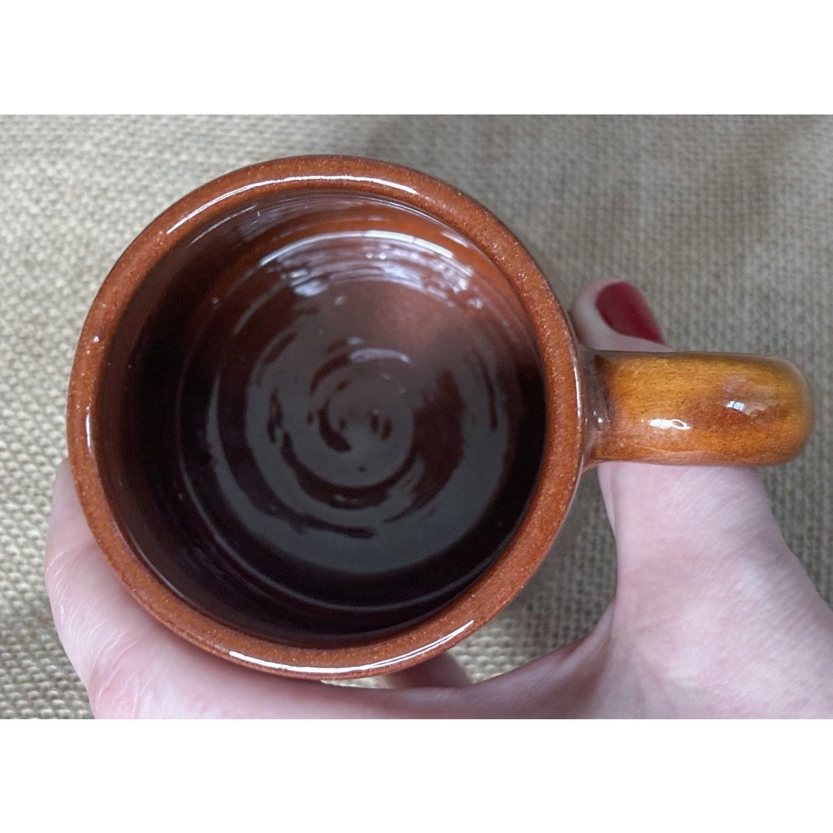 Handmade Brown Abstract Pottery Coffee Mug Cup Asymmetrical Rim Southwestern