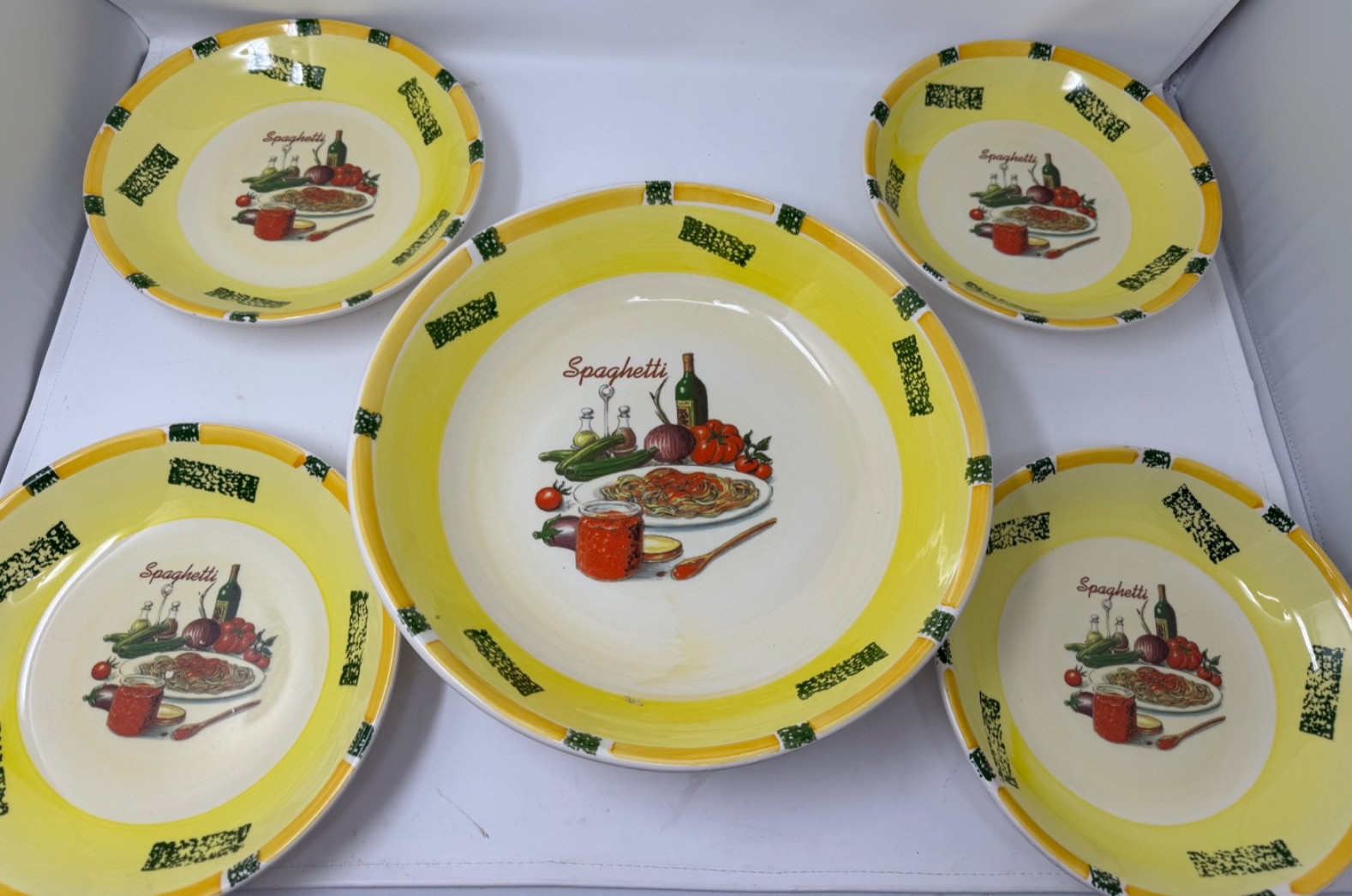 Italian Pasta Spaghetti Set – 4 Bowls + Lg Serving Bowl C. M. S. IMTRADA Italy