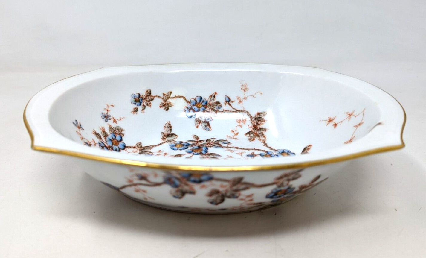 VTG D&C Delinieres Limoges Dorique Blue Blossom Vegetable Serving Bowl Dish KP21