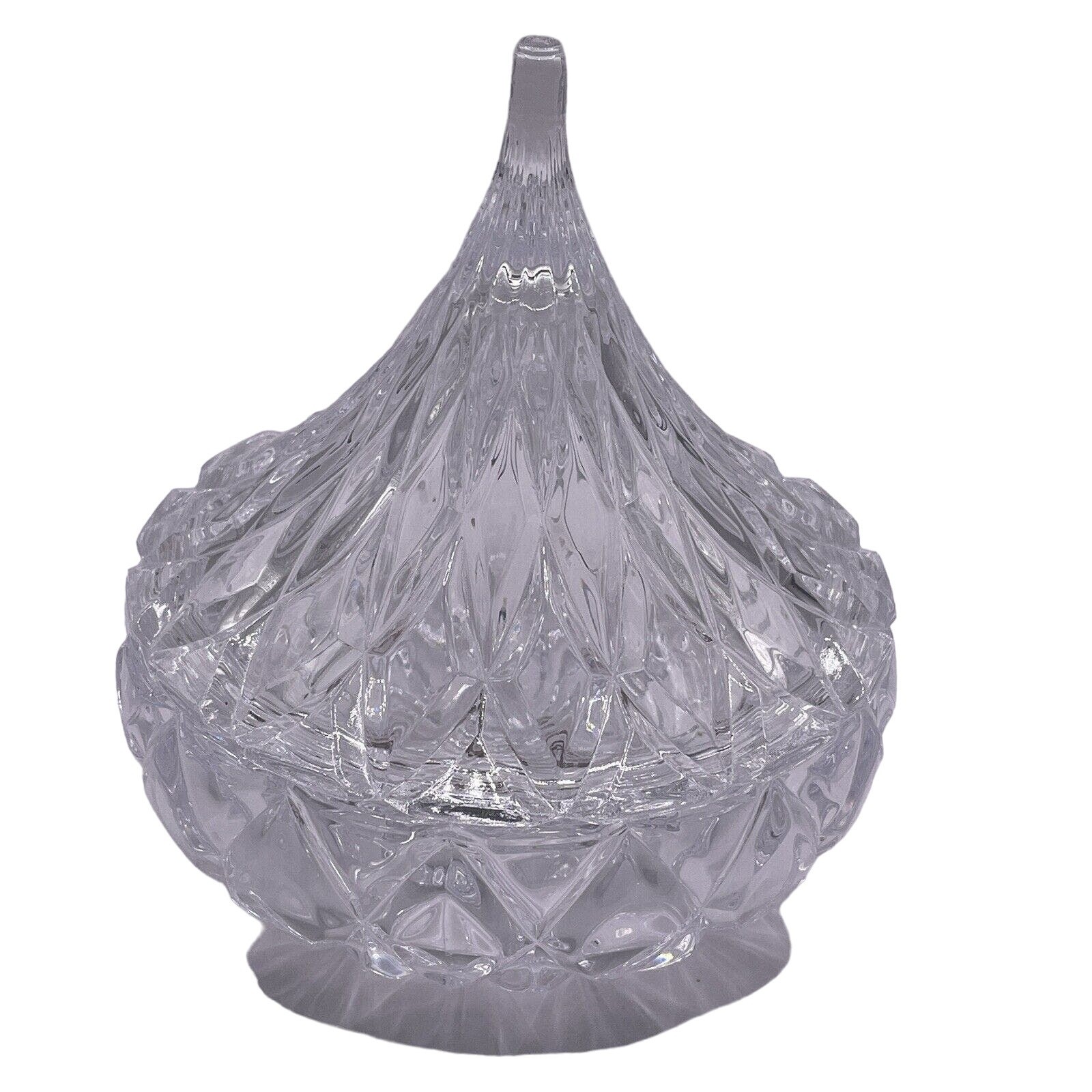 Godinger Crystal Hersheys Kiss 2 Piece Clear Candy Dish Cut Glass 5″x4.5″