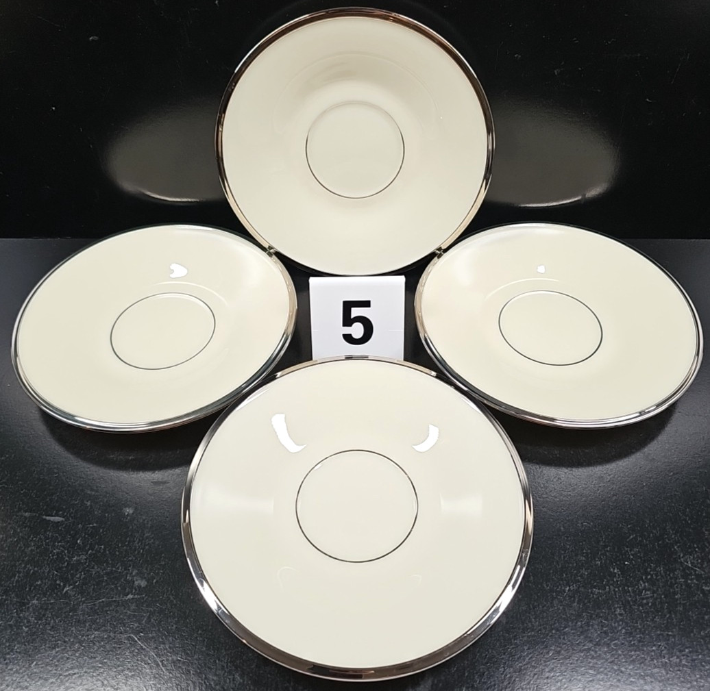4) Lenox Solitaire 5 Pc Place Setting Vintage Elegant Platinum Dining Dishes Lot