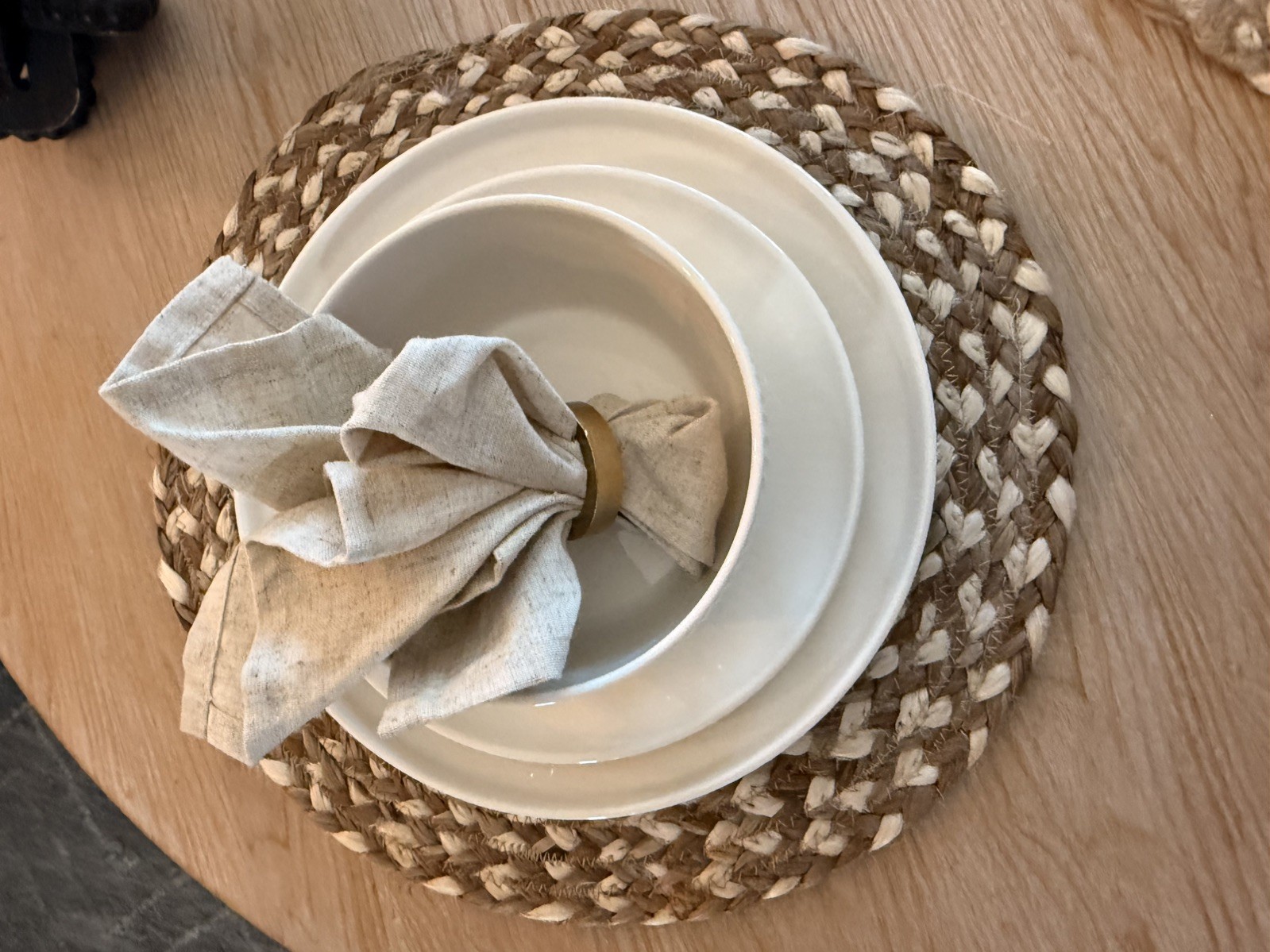 Two Sets of Ivory and Stone White Fluted, Dinner Plate, Salad Plate & bowl sets