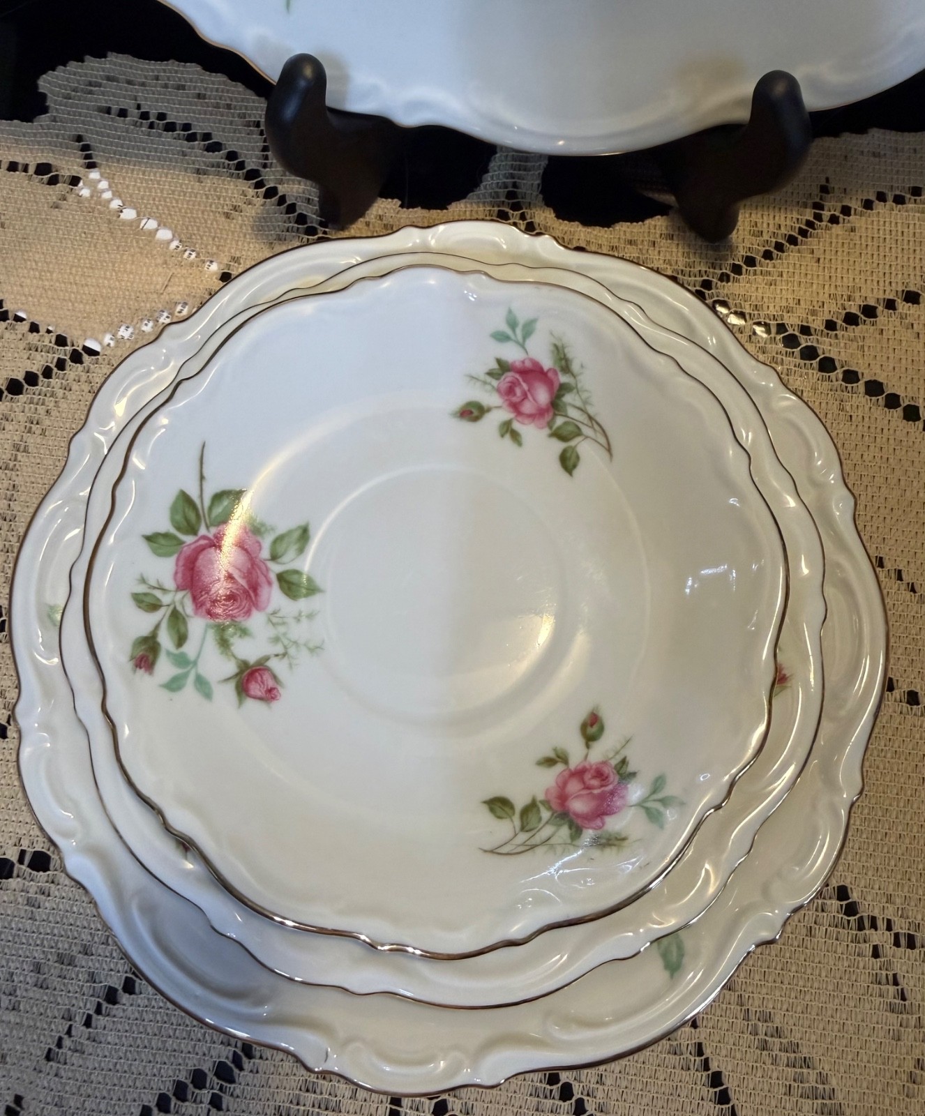 Mitterteich Germany Old Dresden Rose 5 pc Place Setting Vintage