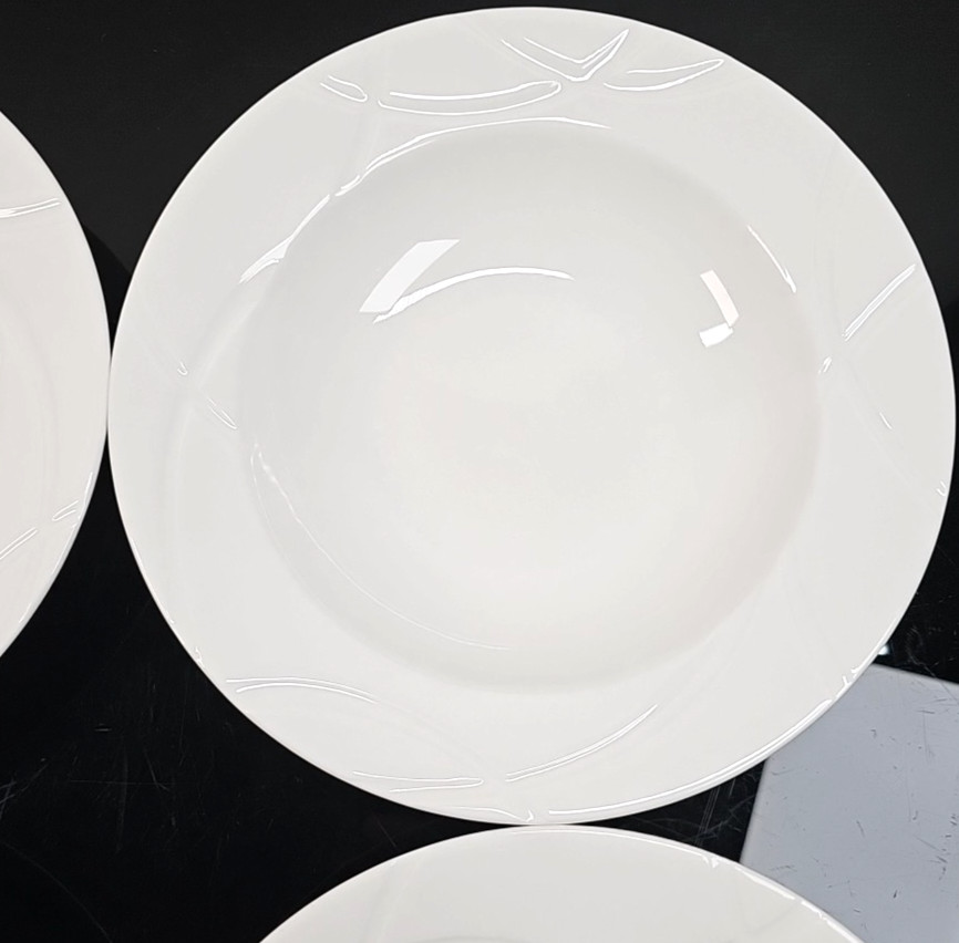 6 Lenox Vibe Rim Soup Pasta Bowl Set White Swirled Elegant Table Dining Dish Lot