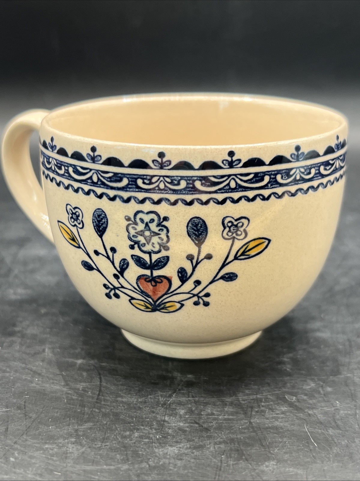 6 JOHNSON BROS Vtg Staffordshire Old Granite Hearts & Flowers Blue Grannycore