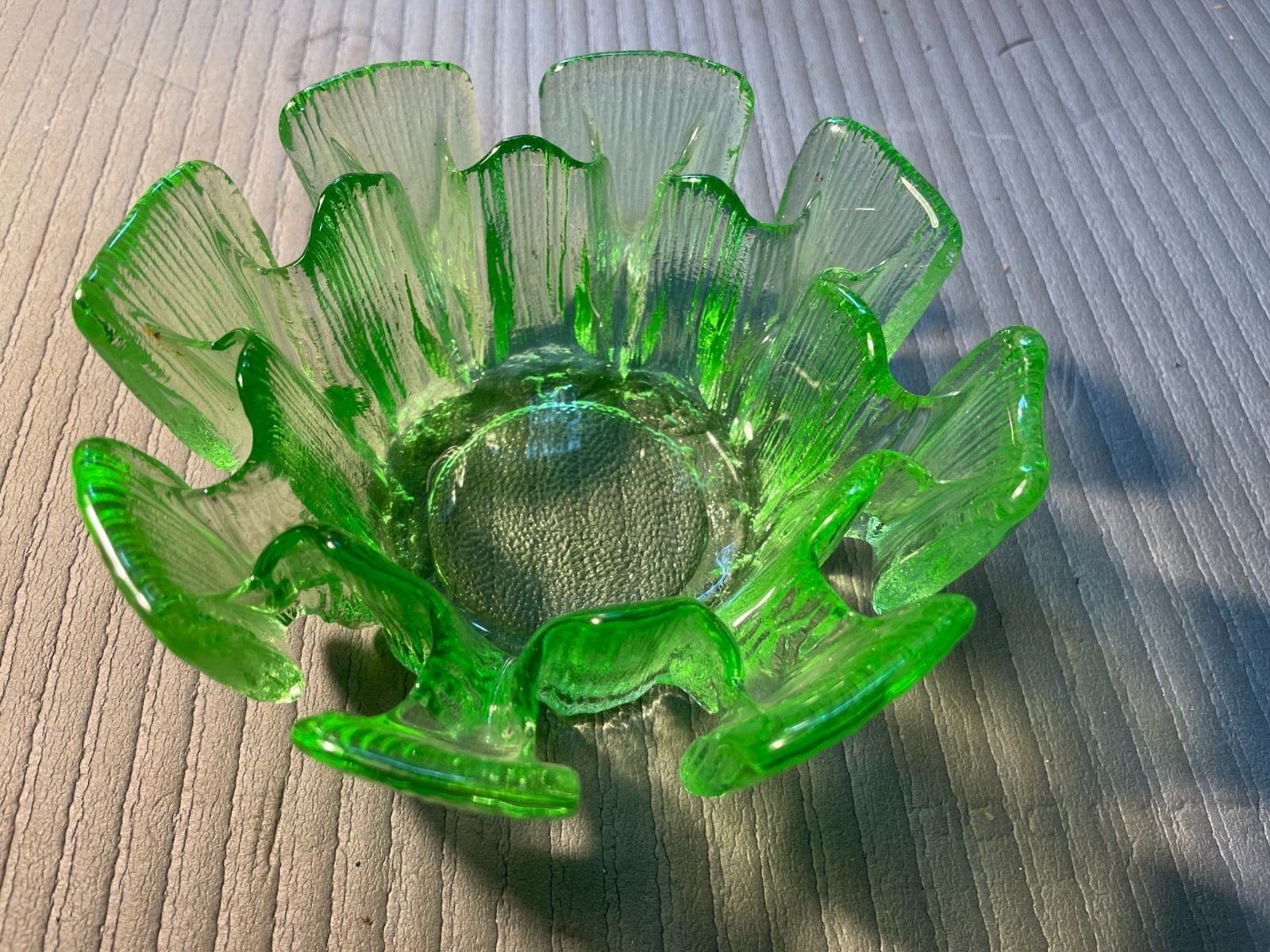 Viking Green Ice Glass Scandinavian Art Glass Bowl