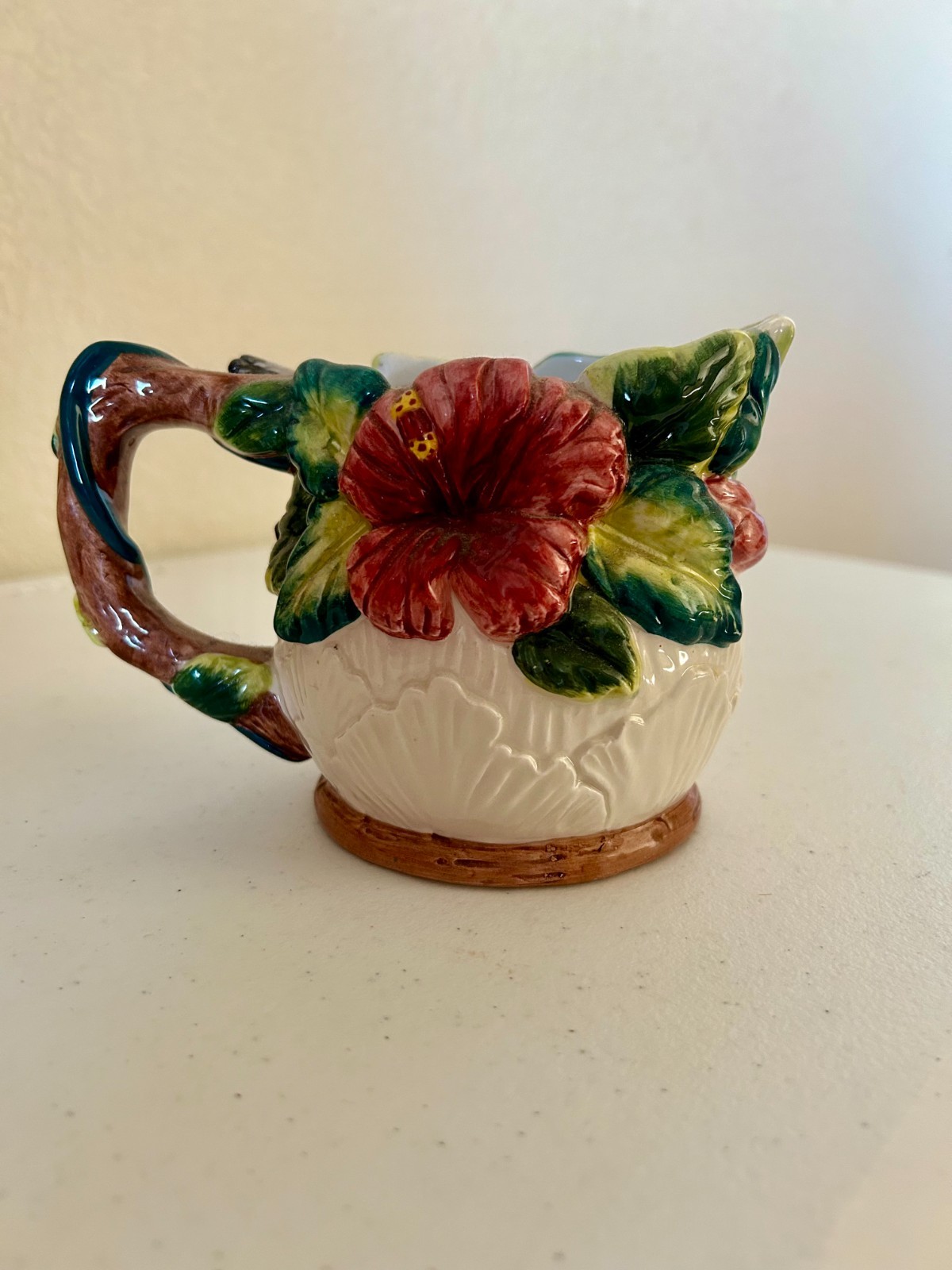 Decorative Creamer and Sugar Set with Hummingbird, Bees and Floral Design