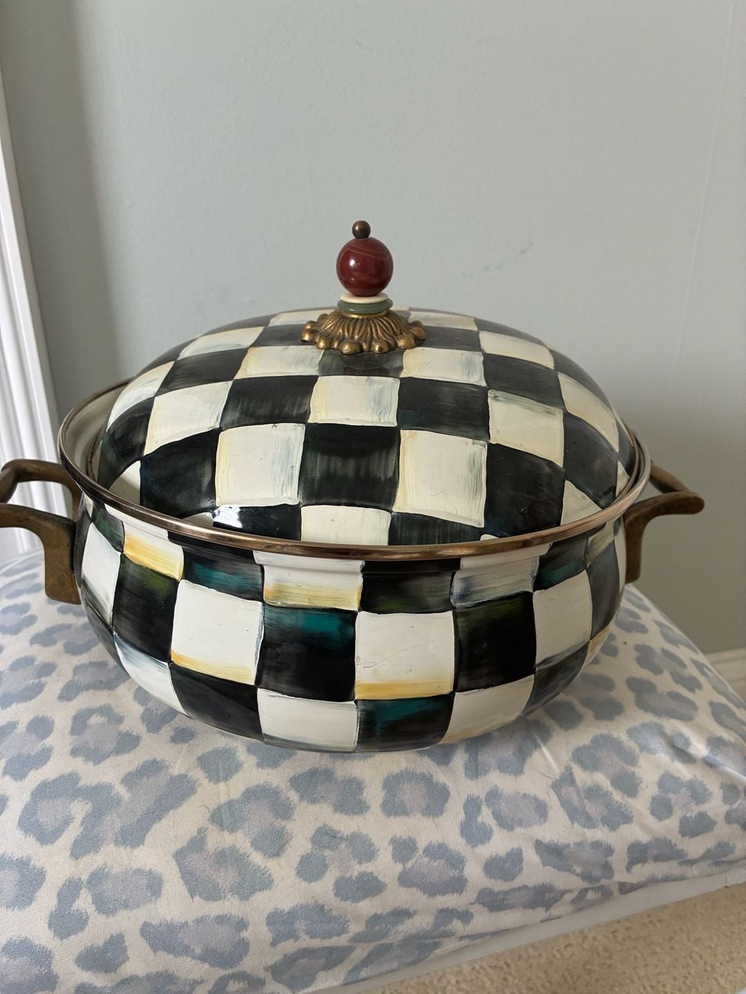 MacKenzie-Childs Courtly Check Enamel Casserole Dish