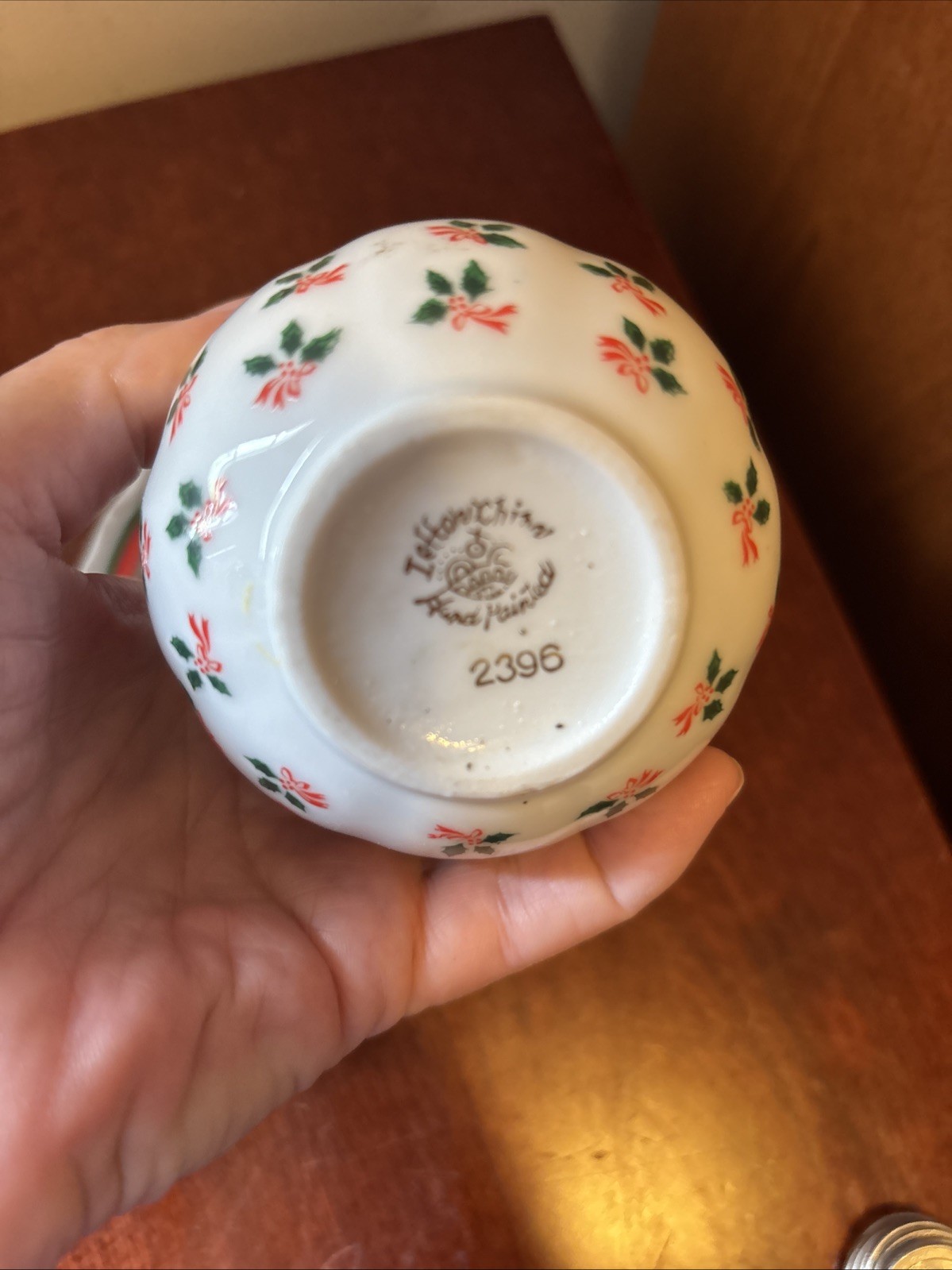 Mini Pitcher ,Creamer And Saucer Sets. Holly 2396, Lefton China Gold Trim – Pair