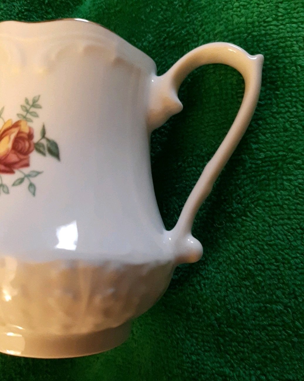 WTOCTAWEK CHINA Made In POLAND FLORAL ROSE 3½” Tall CREAMER AND SAUCER Vintage