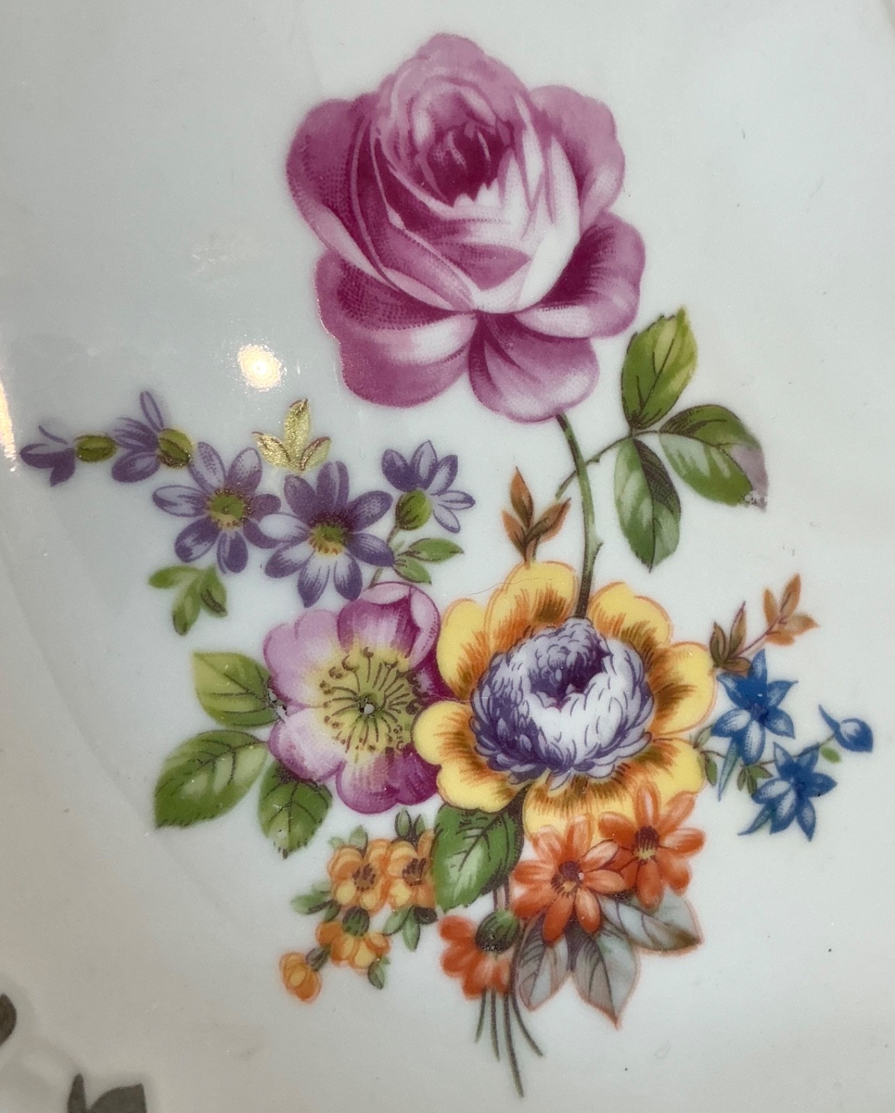 Vtg Weimar Porzellan 2-Piece Snack Set Hand Painted Floral Porcelain