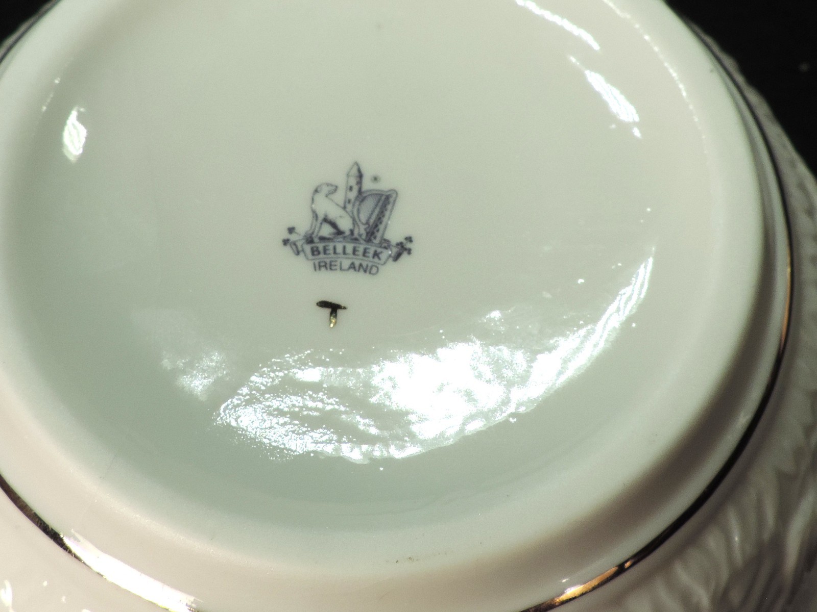 set of 3 BELLEEK SERENITY BERRY / CEREAL BOWLS (GOLD TRIM) MINT 5.25″