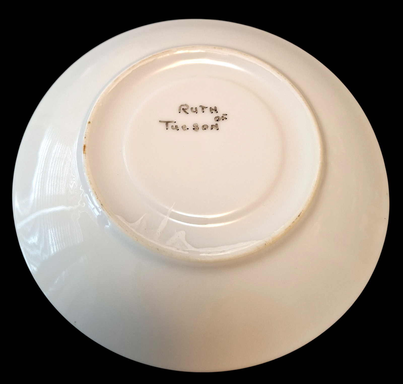 Vintage White Coffee Tea Cup & Saucer Blue Floral Hand-Painted by Ruth of Tucson