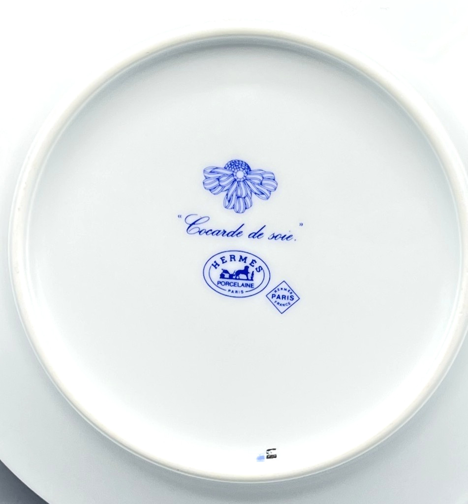 Set Of 4 Hermes France China “CORCARDE de SOIE” 6 1/4″ Bread & Butter Plates