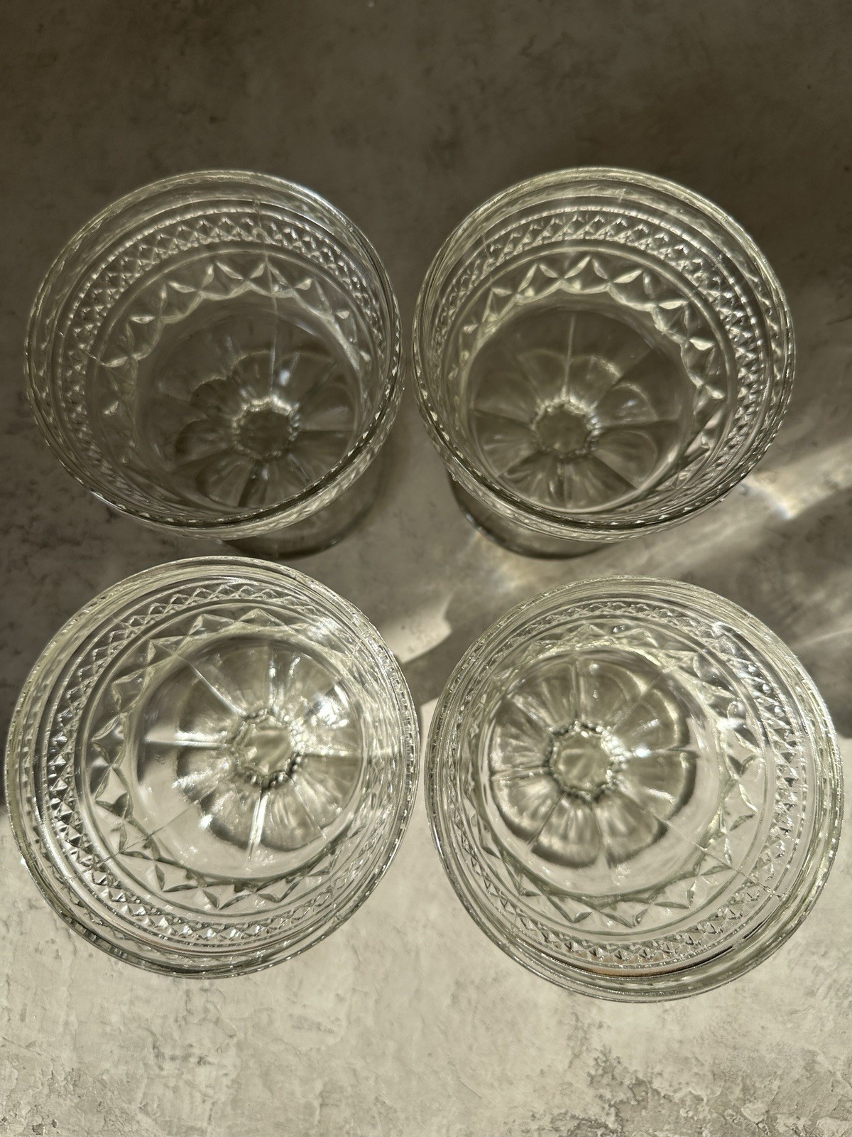 Set of 4 Anchor Hocking Wexford Clear Glass Dessert Cups Sherbet Dishes Vintage