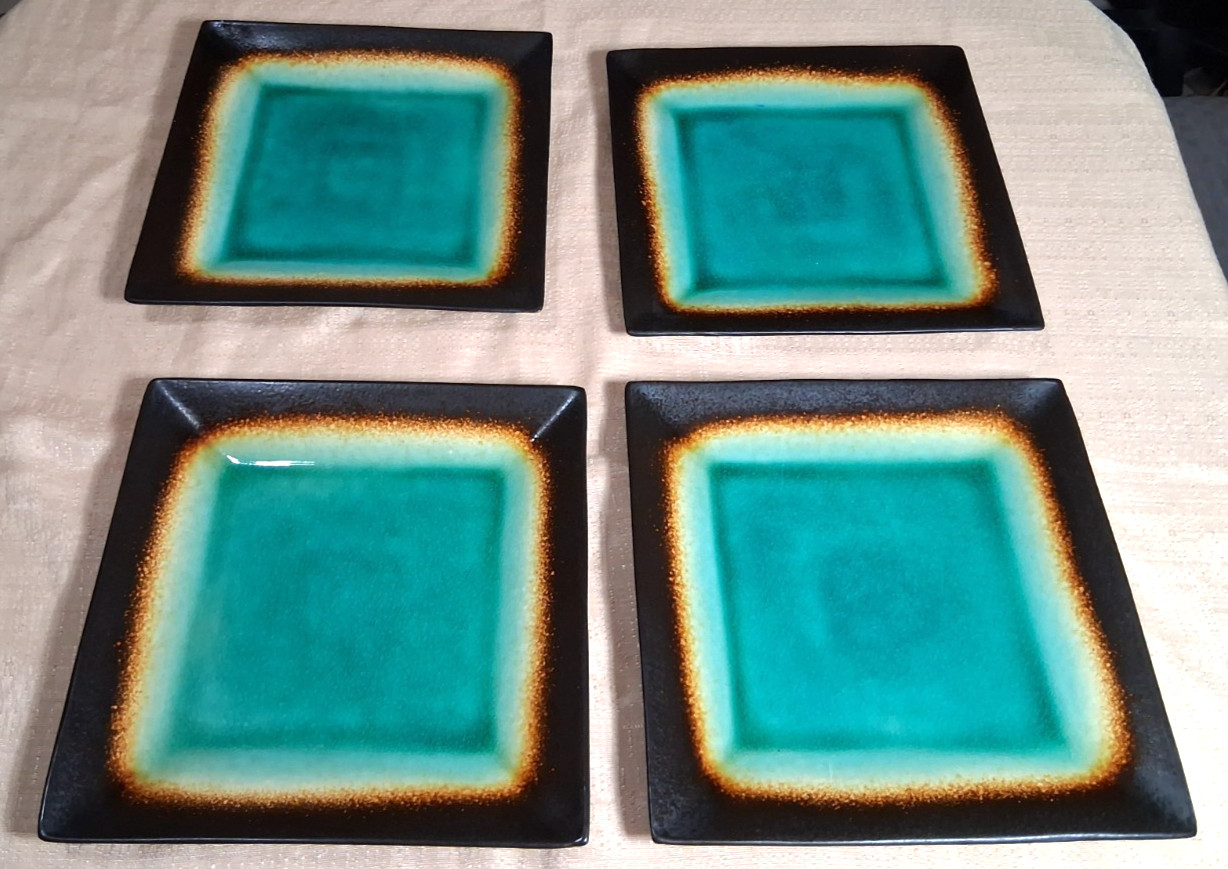 7 Good Used Better Homes & Gardens Jade Crackle Square Plates 10-3/8″ and 8-1/8″