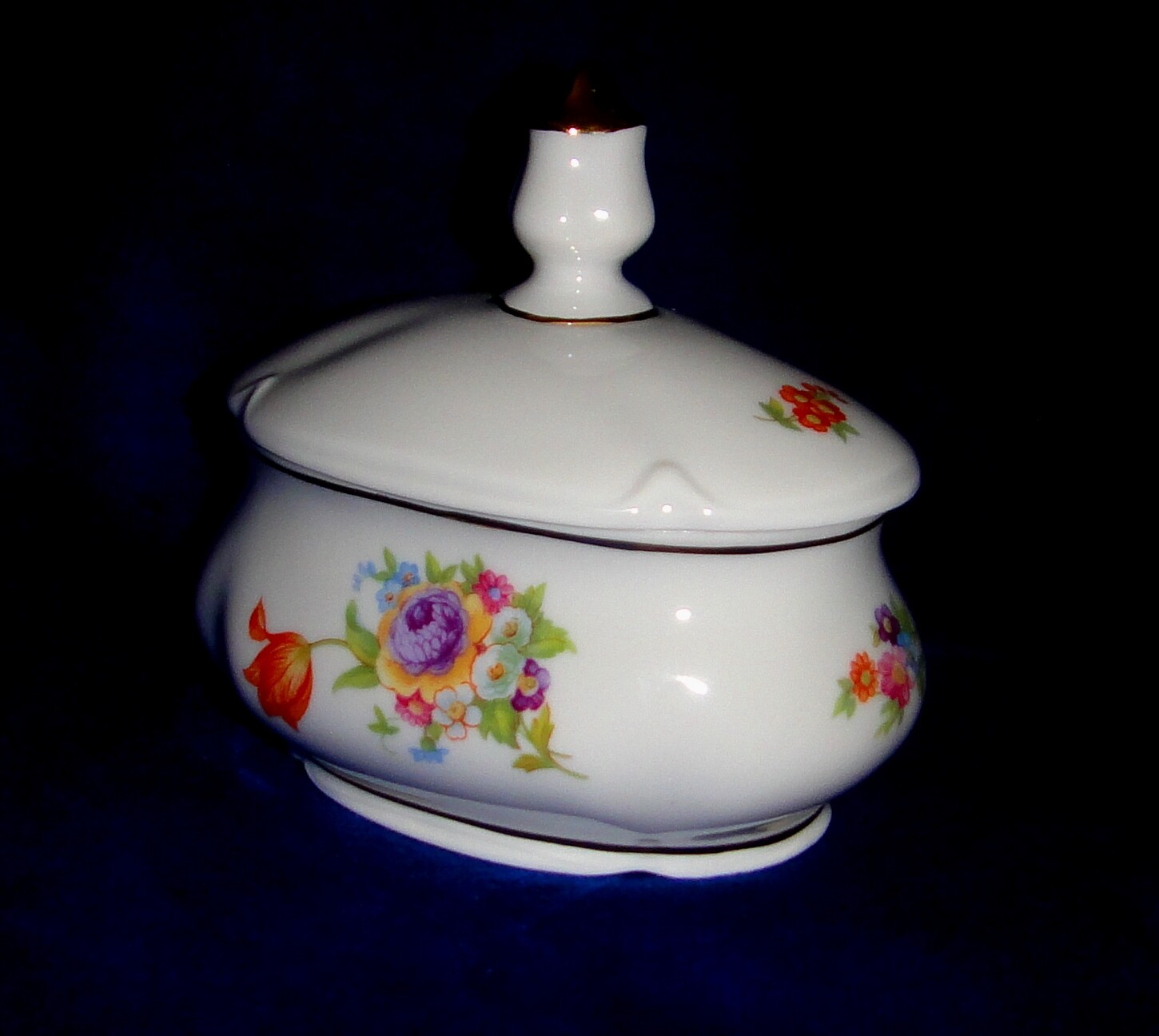 Casket Oval, Wild Flowers, Bone China Porcelain, Leander 4.5″