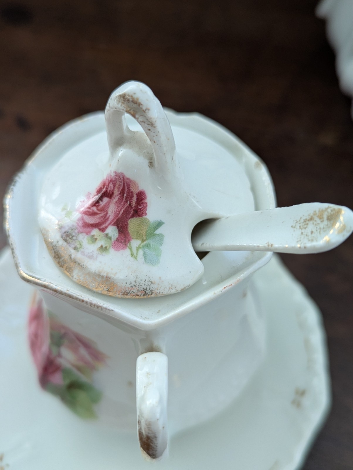 Mixed Set Vtg GERMAN BAVARIAN Porcelain Lusterware Pitcher, Creamer, & Sugar