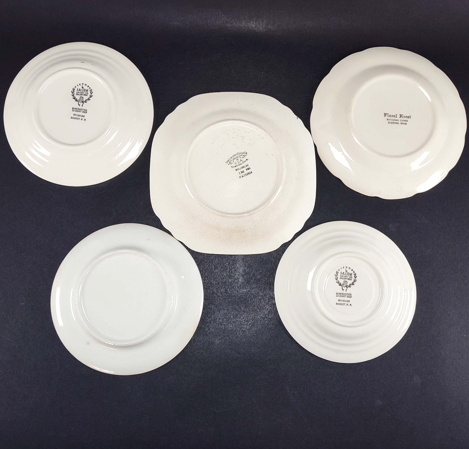 5 Mismatched China Salad Dessert Plates Granny Gallery Wall Display Crazed