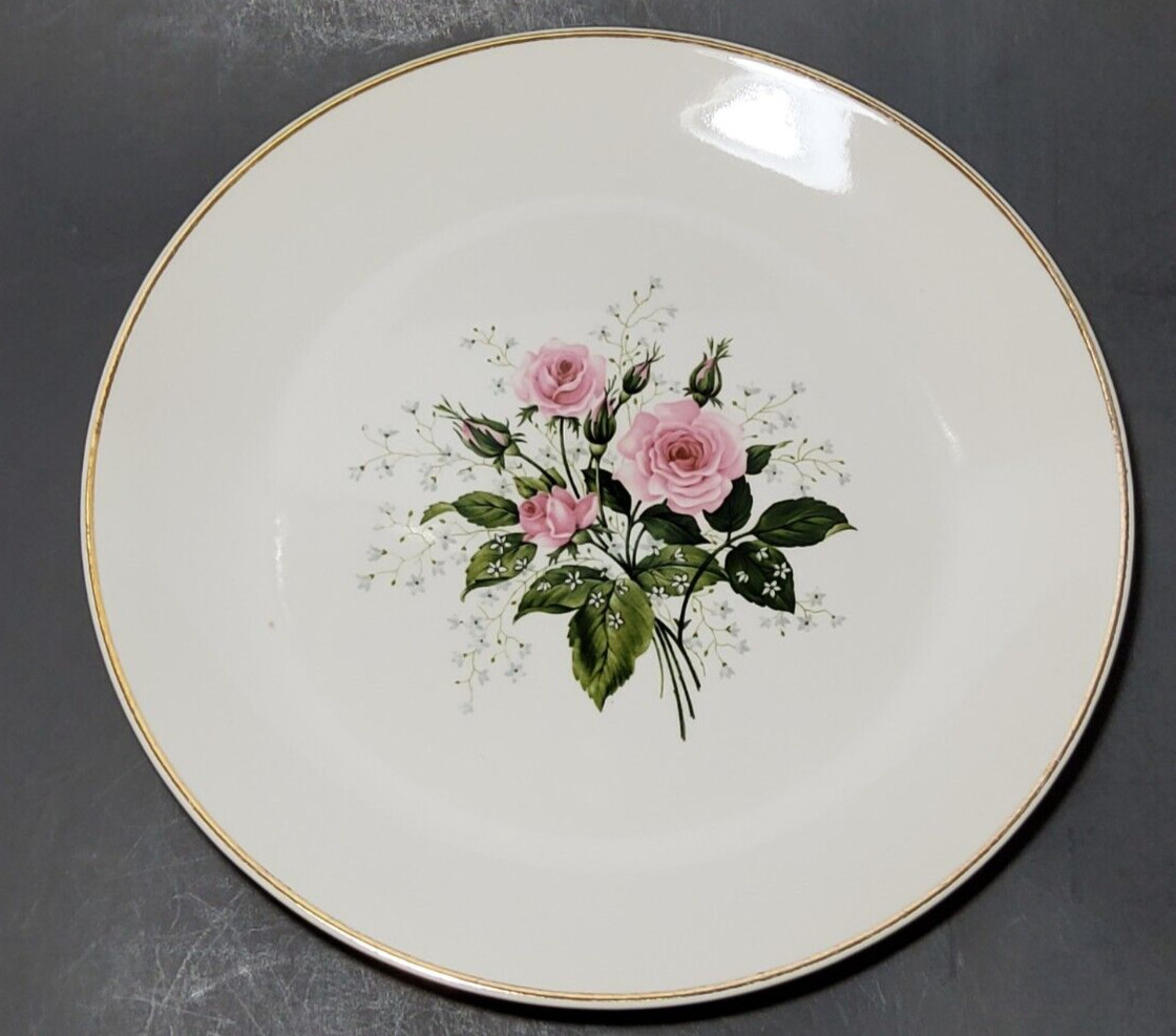 CATHY ROSE by Sabin China USA 9.25″ Gold Trim Smooth Edge Luncheon Plate Unmark